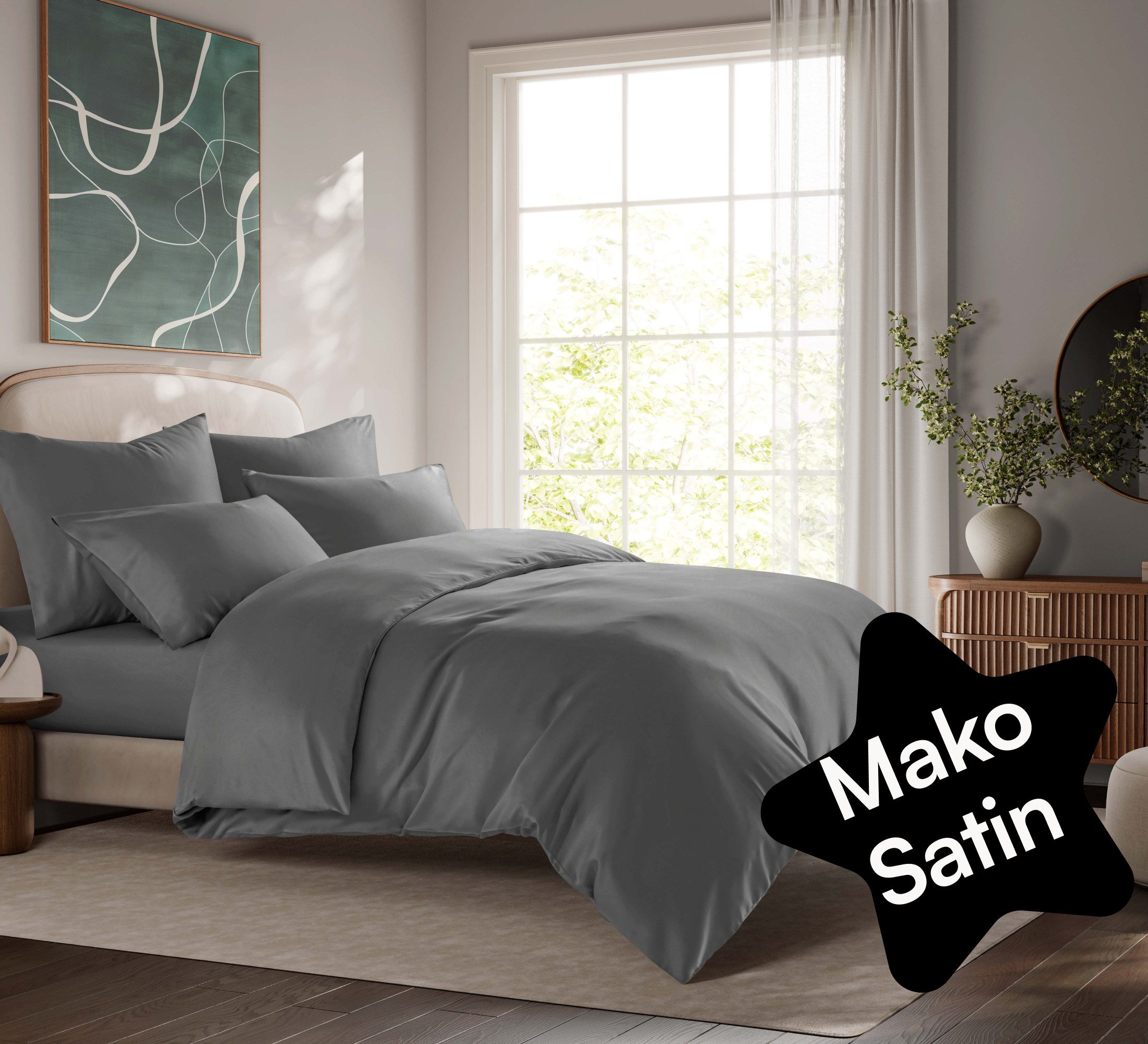 Bettwäsche Mako Satin Bettwäsche (100% Bio Baumwolle) mit Kissenbezug