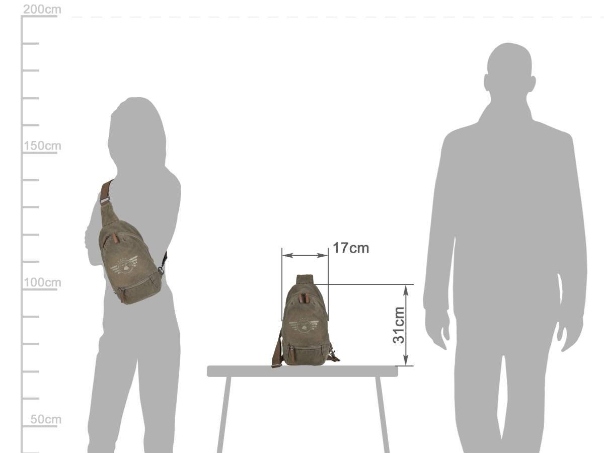 Greenburry Tagesrucksack Aviator, Bodybag, Rucksack, DayPack, BackPack, Canvas, Leder