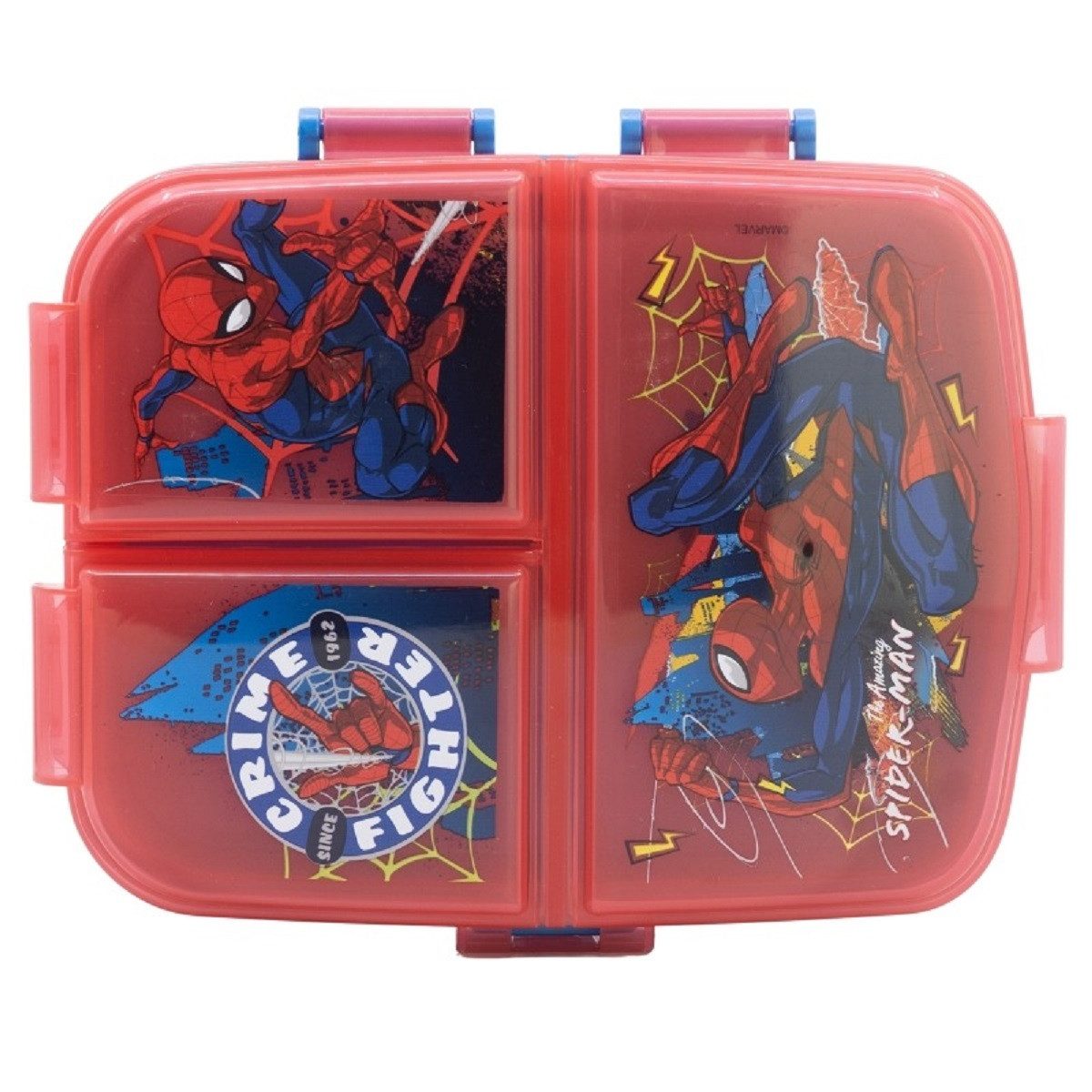 Stor Lunchbox Spiderman Kinder Brotdose XL – Lunchbox 3 Fächern & tollem Design, (1x Deckel, 1x Lunchbox), Brotdose, Lunchbox