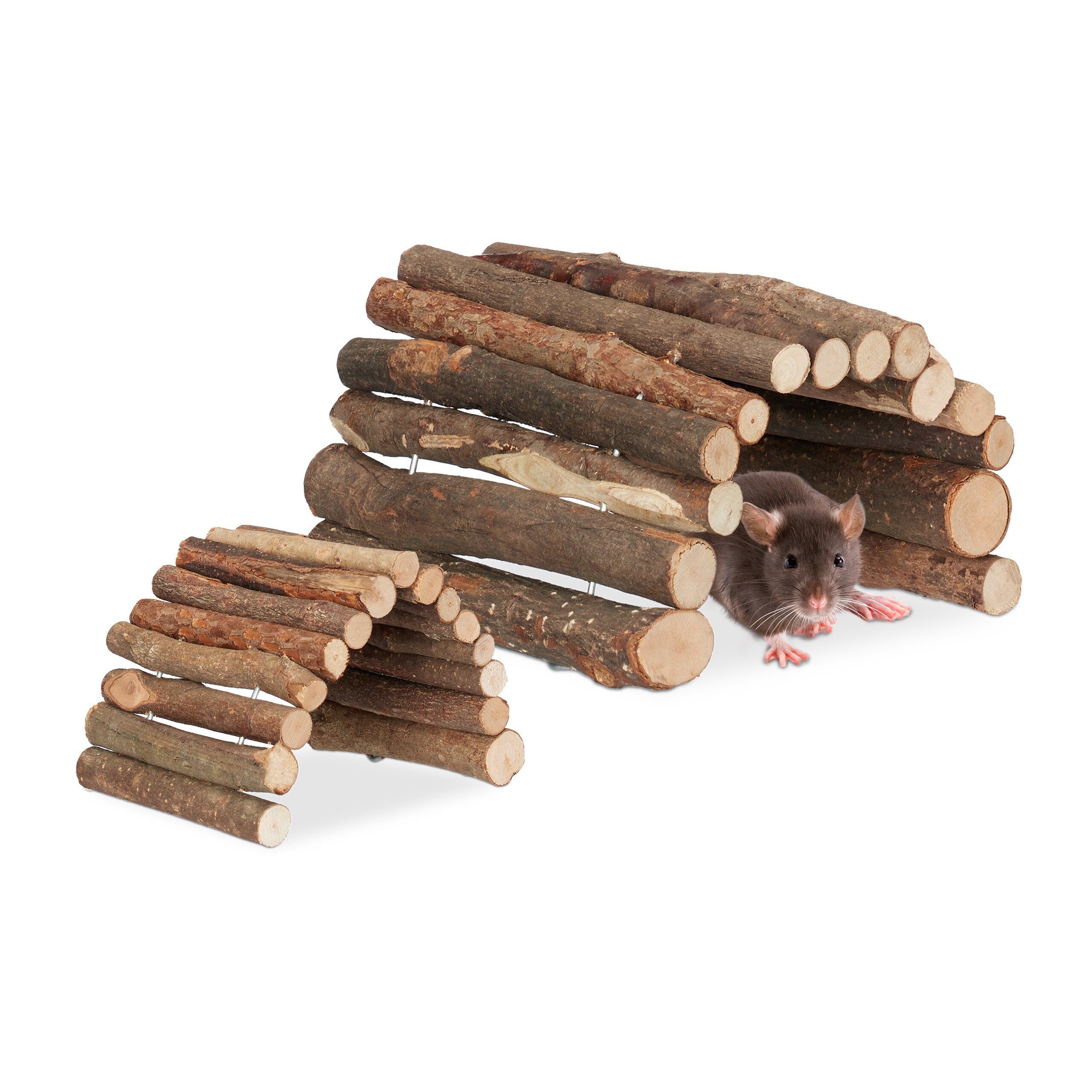 Kleintierklettergerüst 2er Set Nagerbrücke aus Holz 2 Größen