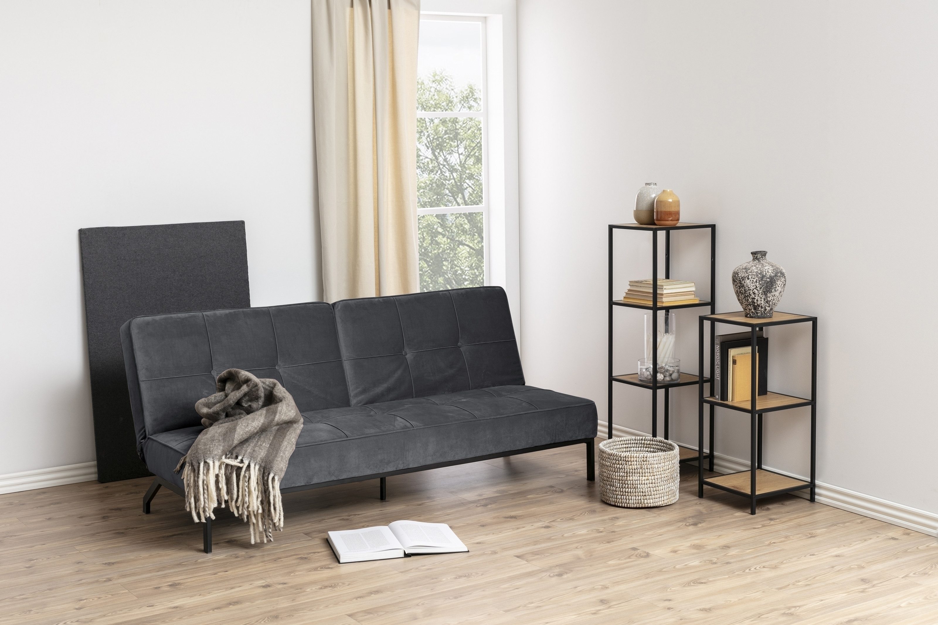 ACTONA GROUP Schlafsofa in Grau, schwarz - 198x87x95 (BxHxT)