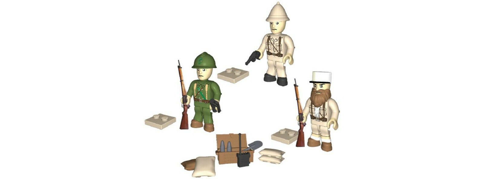 2037 Französische Soldaten Figuren: 3 Teile: 30 NEU / OVP Spielbausteine