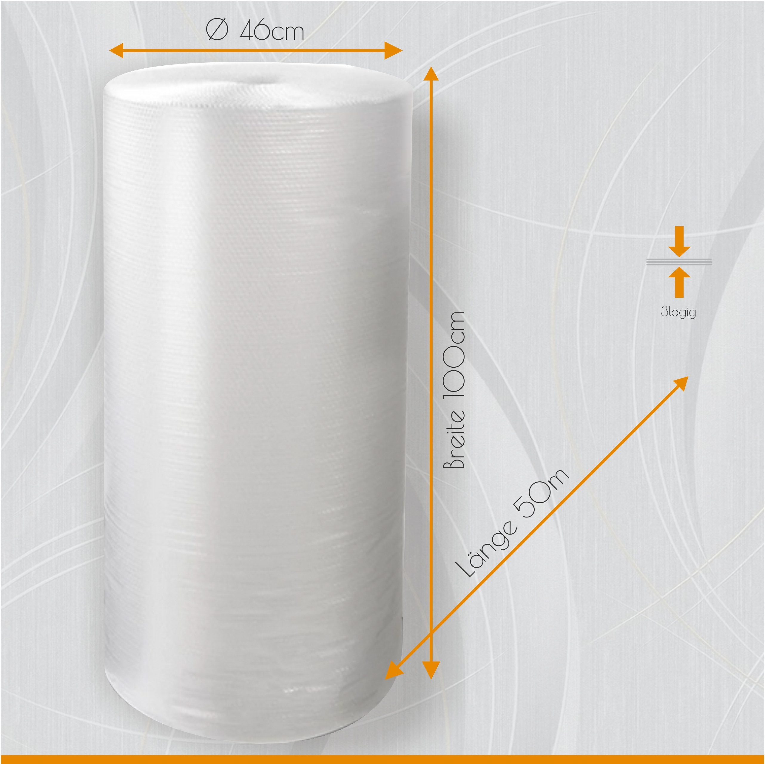 LPF dieLUFTPOLSTERFOLIE Schutzfolie Luftpolsterfolie 3 lagig 100cm x 50m Verpackungsfolie Rolle