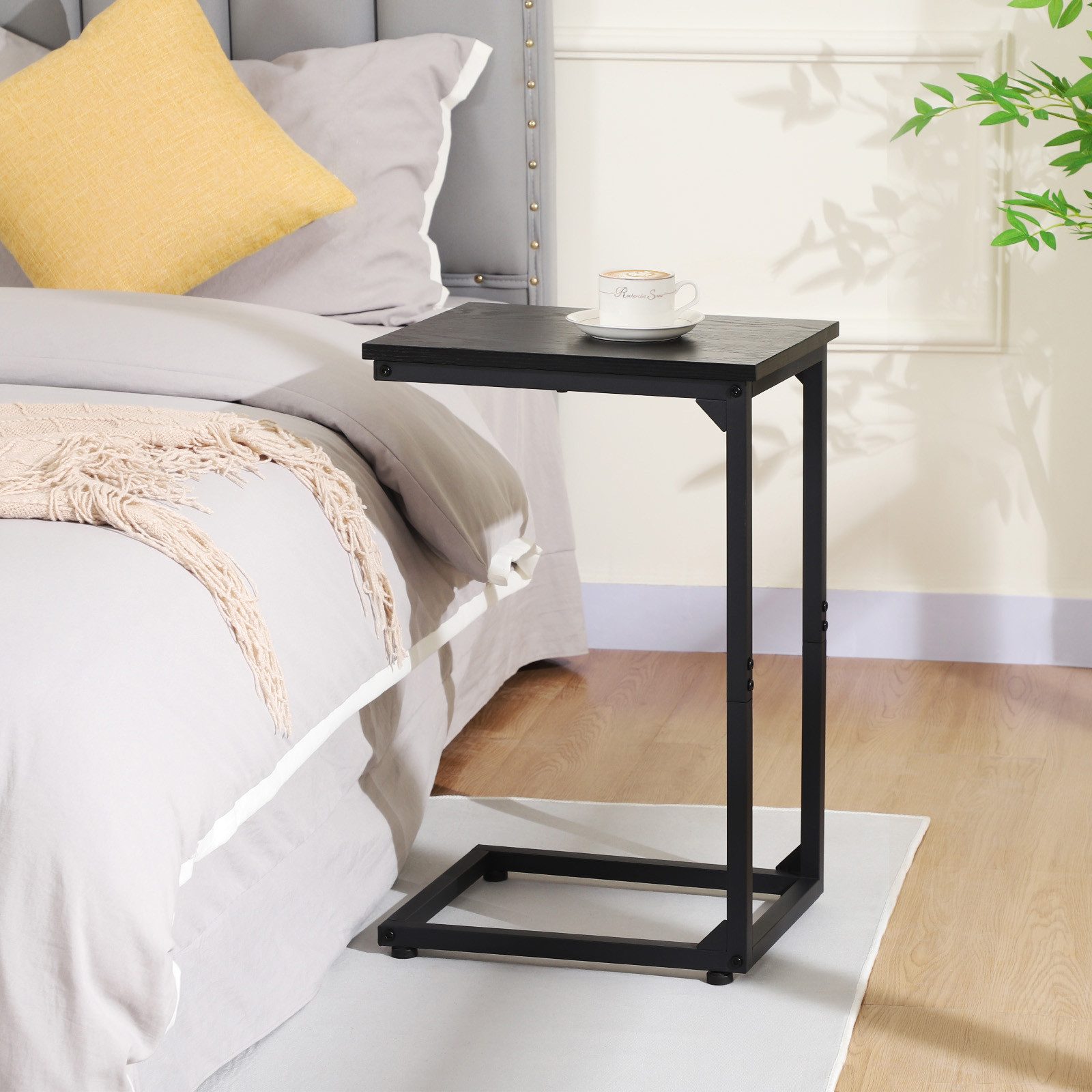 AMHANCIBLE Beistelltisch Laptop-Tisch & Couchtisch 2er Set, für Wohnzimmer & Schlafzimmer (2-St), C-förmig, zum Unterschieben unter Sofa/Bett, mit Metallgestell – Bild 4 von 5