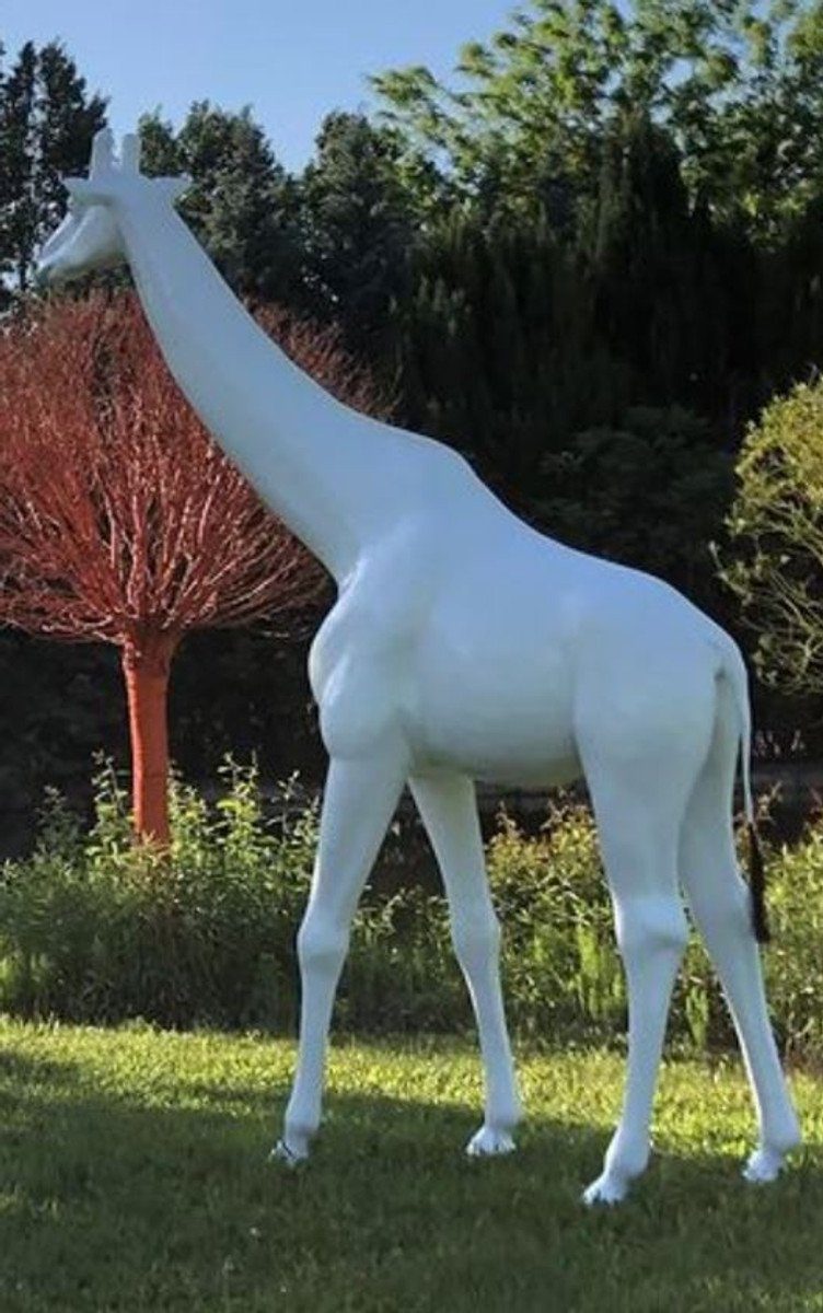 Casa Padrino Skulptur Designer Deko Skulptur - Figur - H. Weiß Wetterbeständige Giraffe cm Gartendeko Tierfigur Dekofigur Lebensgroße Skulptur Riesige XXL 320 