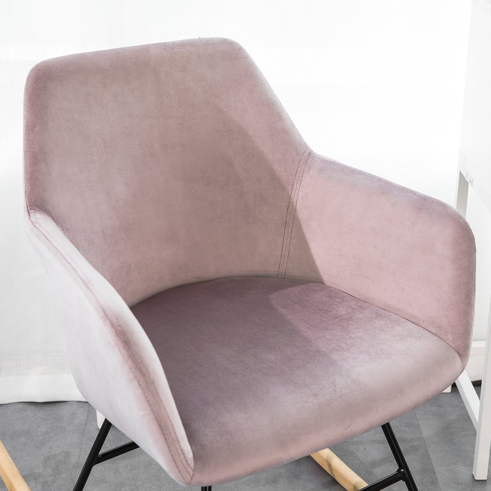 SoBuy Schaukelstuhl FST68, Schaukelsessel Belastbarkeit: Stuhl aus Sessel Samt 150kg und Buche Relax