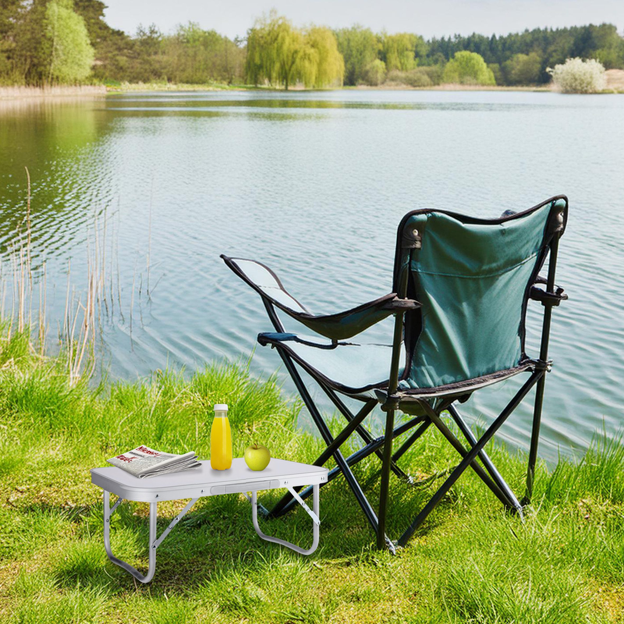 Spetebo Campingtisch Mini Campingtisch weiß klappbar - 56 x 34 cm (Stück, 1-St., Klapptisch), Aluminium Klapptisch niedrig – Bild 4 von 4
