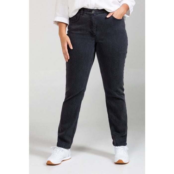 Ulla Popken 5-Pocket-Jeans bis 62 Jeans aus Black Denim schmale Passform
