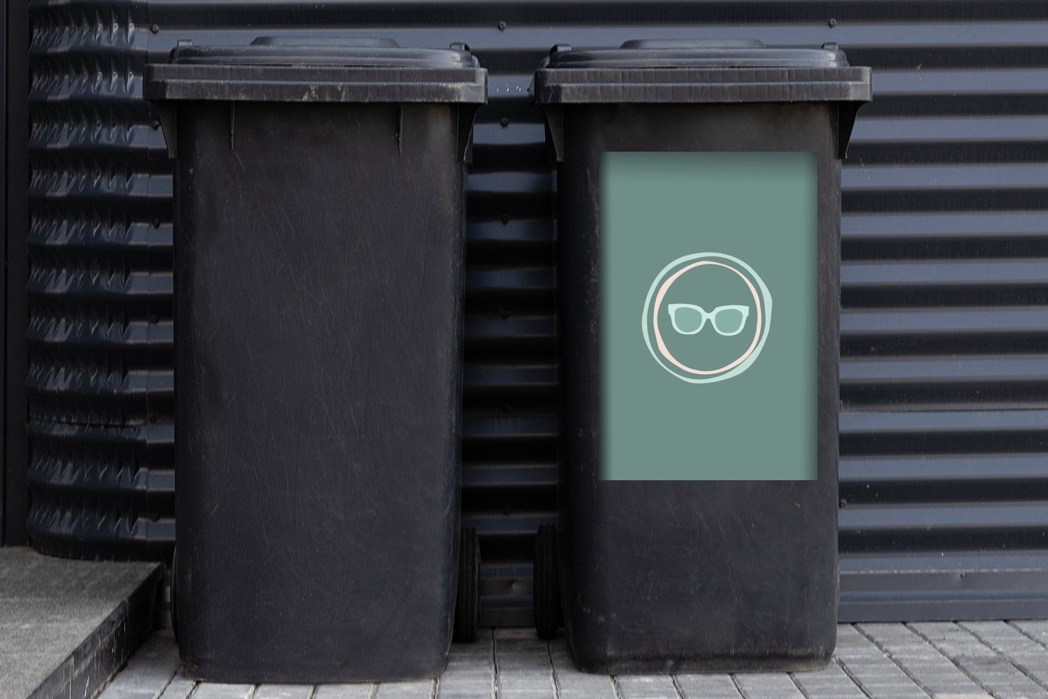MuchoWow Wandsticker Sommer - Sonnenbrille St), (1 Mülltonne, Mülleimer-aufkleber, Sticker, - Abstrakt Abfalbehälter Container