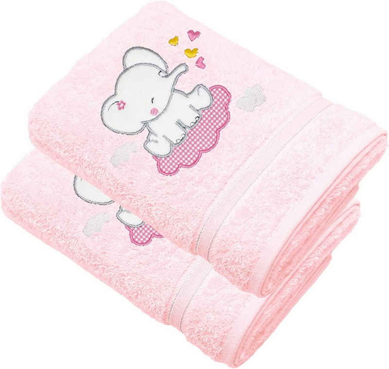 Lashuma Neugeborenen-Geschenkset (Set, 2-tlg) Kinder Badehandtücher Mädchen rosa 50x90 cm