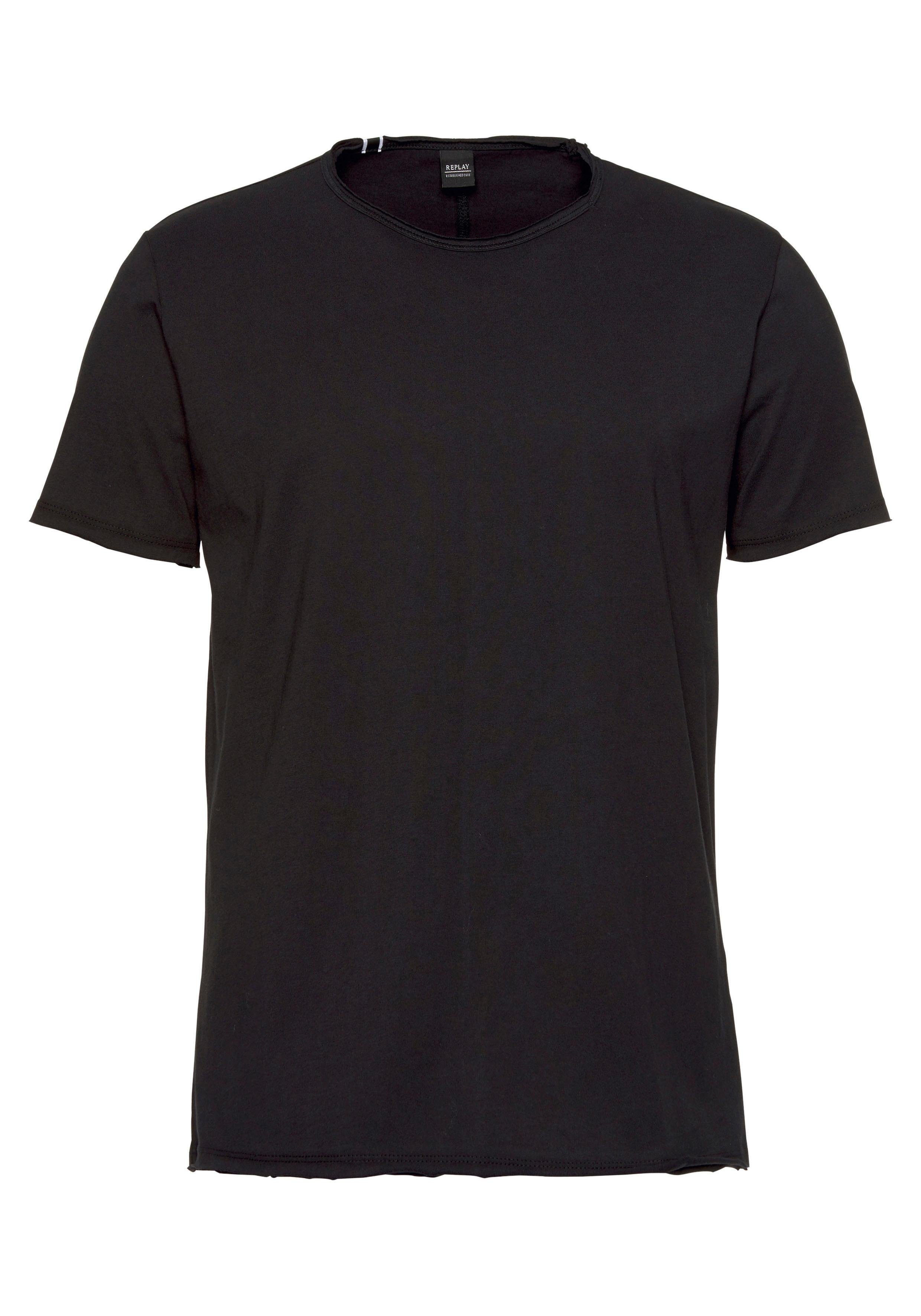 T-Shirt Replay schwarz offene Kanten