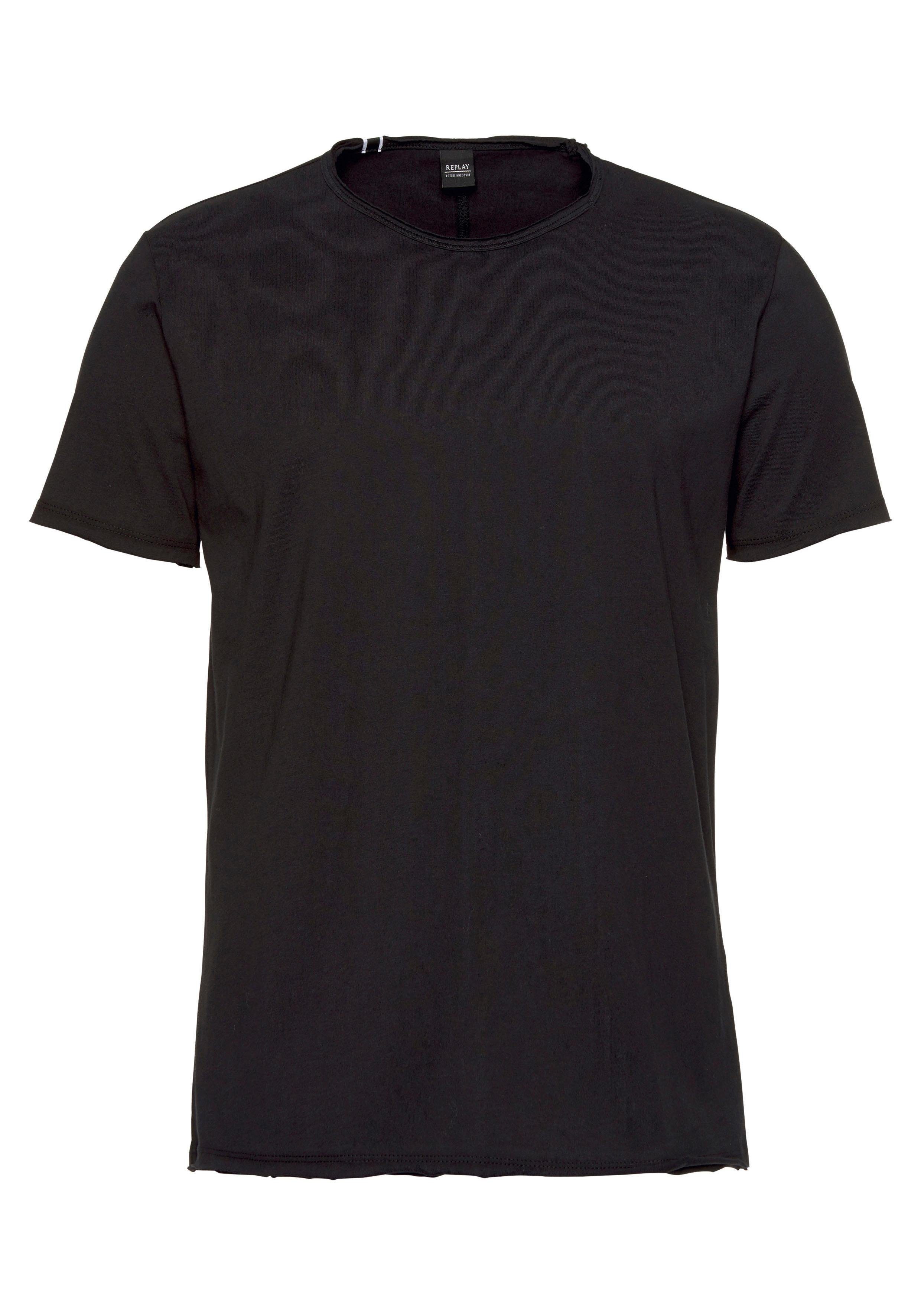 offene T-Shirt Kanten schwarz Replay