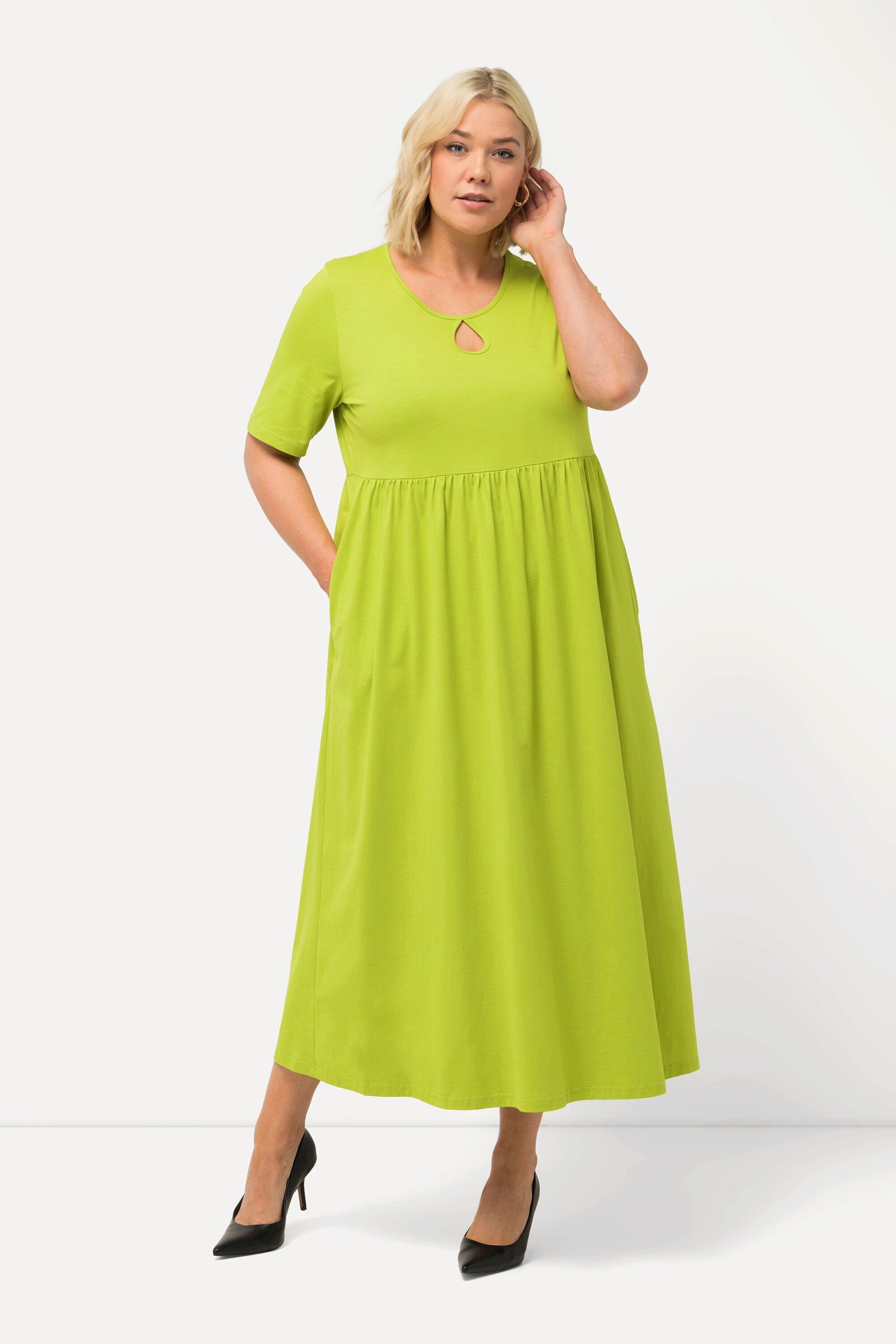 Ulla Popken Maxikleid Jerseykleid A-Linie Rundhals günstig online kaufen
