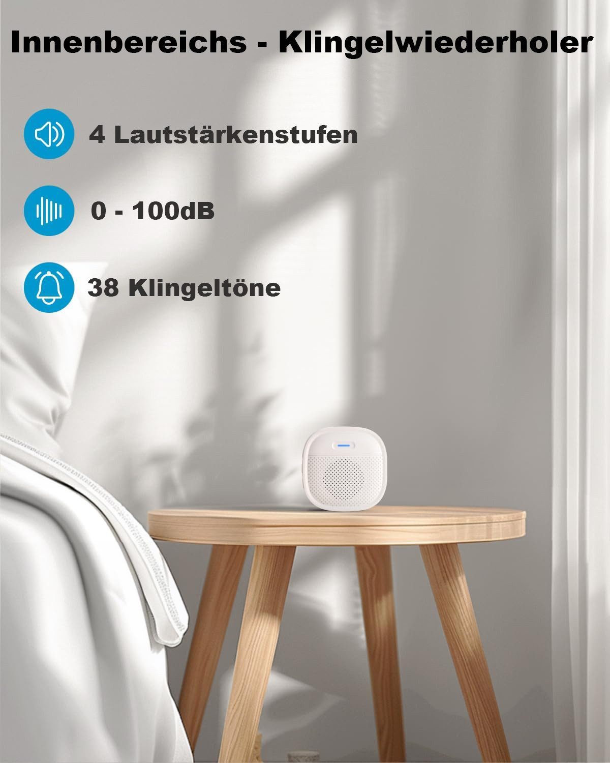 Topcony Smart Home Türklingel Smart Home Türklingel Funkklingel, Kabellose Türklingel Funk Set (Außenbereich, Aussen, Nachtsicht 2-Wege-Audio 150° Blickwinkel Unterstützt Alexa TF & CloudSpeicher, 1-tlg., Extra lange Akkulaufzeit, AI intelligente Erkennung, OTA Upgrade, PIR -Bewegungserkennung (5 Meter Abstand, 100 ° Winkel)