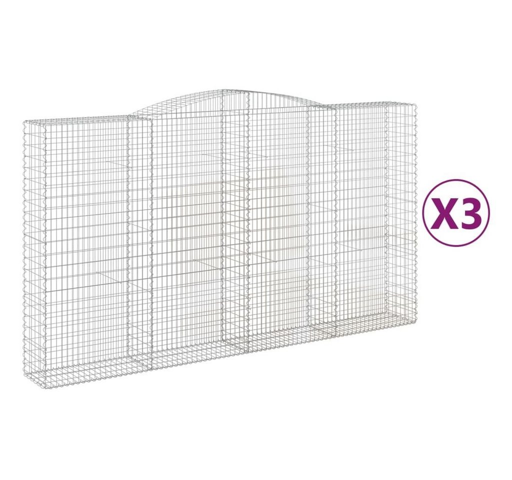 Thumbnail - vidaXL Blumentopf Gabionen mit Hochbogen 3 Stk. 400x50x220/240cm Verzinktes Eisen (3 St)