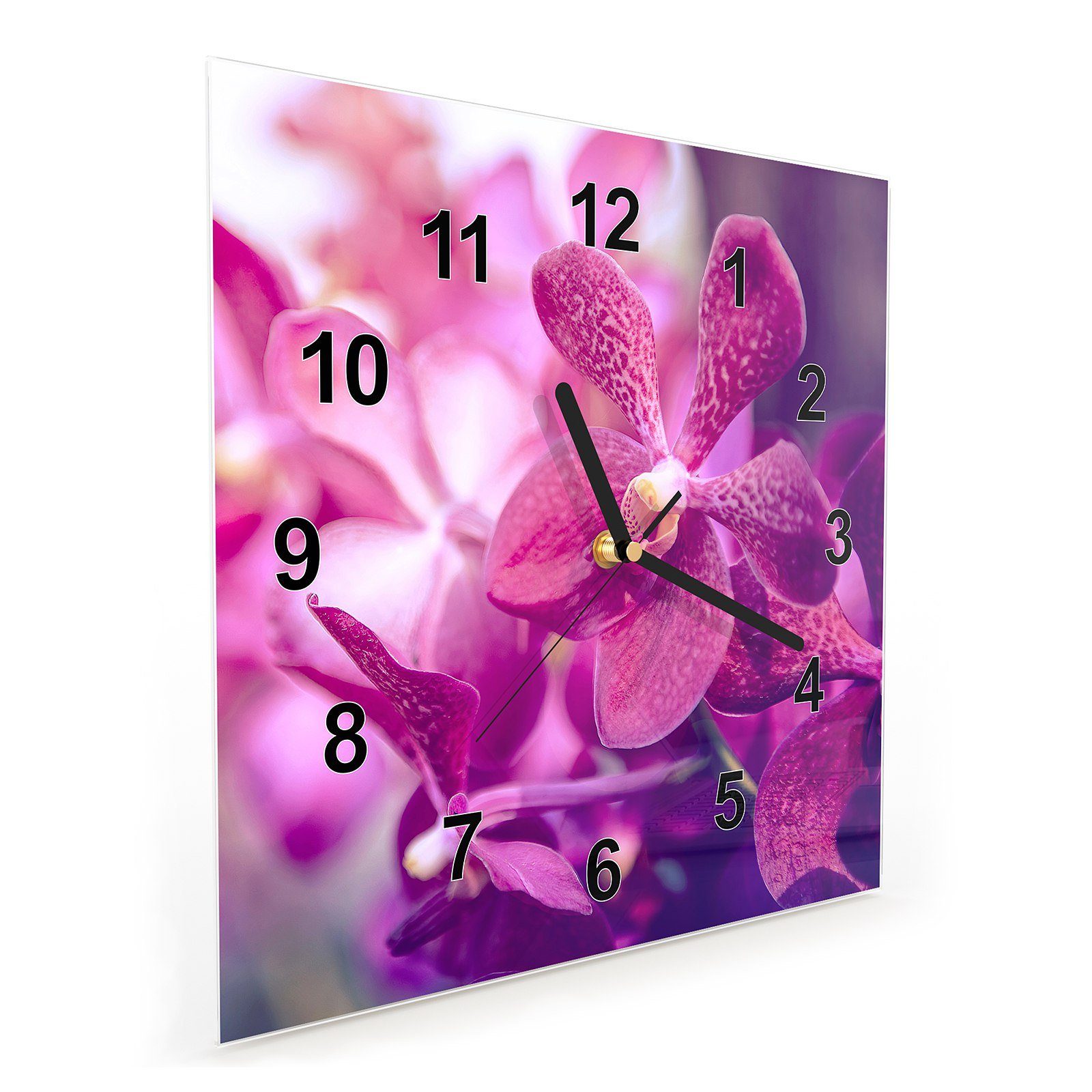 x Orchideenbaum Wanduhr Wandkunst Glasuhr Primedeco Motiv 30 30 Wanduhr mit Größe cm