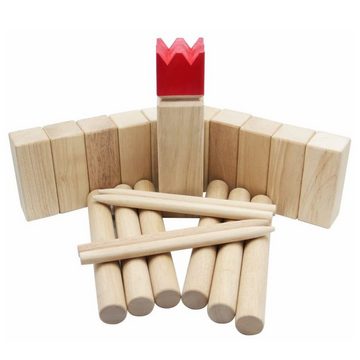 TikTakToo Roundnet-Spiel Kubb Wikingerschach Stratgiespiel Wikinger Wurfspiel Set, (22-tlg), aus Holz, Geschicklichkeitsspiel, Gartenspiel, Teamspiel