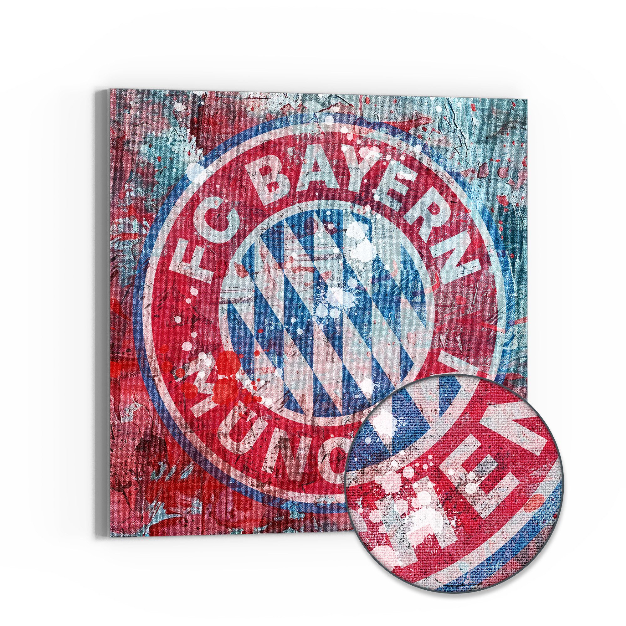 DEQORI Leinwandbild 'Wappen FC Bayern München', 'Wappen FC Bayern München', Hybrid Leinwand Bild Wandbild flach modern