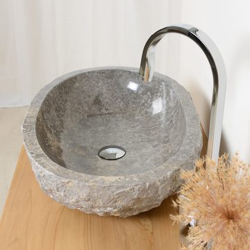 wohnfreuden Aufsatzwaschbecken Marmor Waschbecken EROSI 60 cm grau (Kein Set), 125591_MDaL2.134
