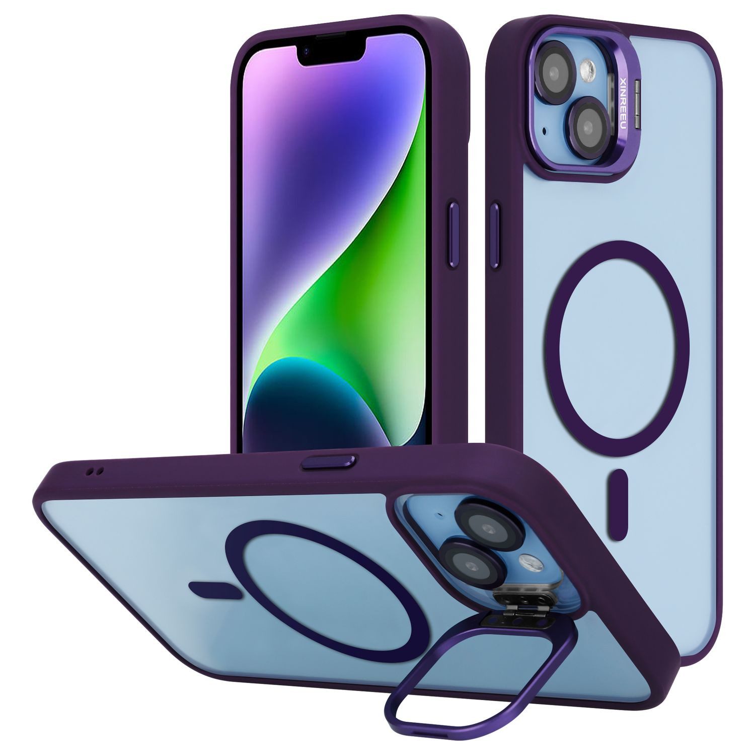 Cadorabo Handyhülle für iPhone 14 Hülle Apple iPhone 14, Hülle kompatibel mit MagSafe Standfunktion inkl. Kameralinsen Schutz