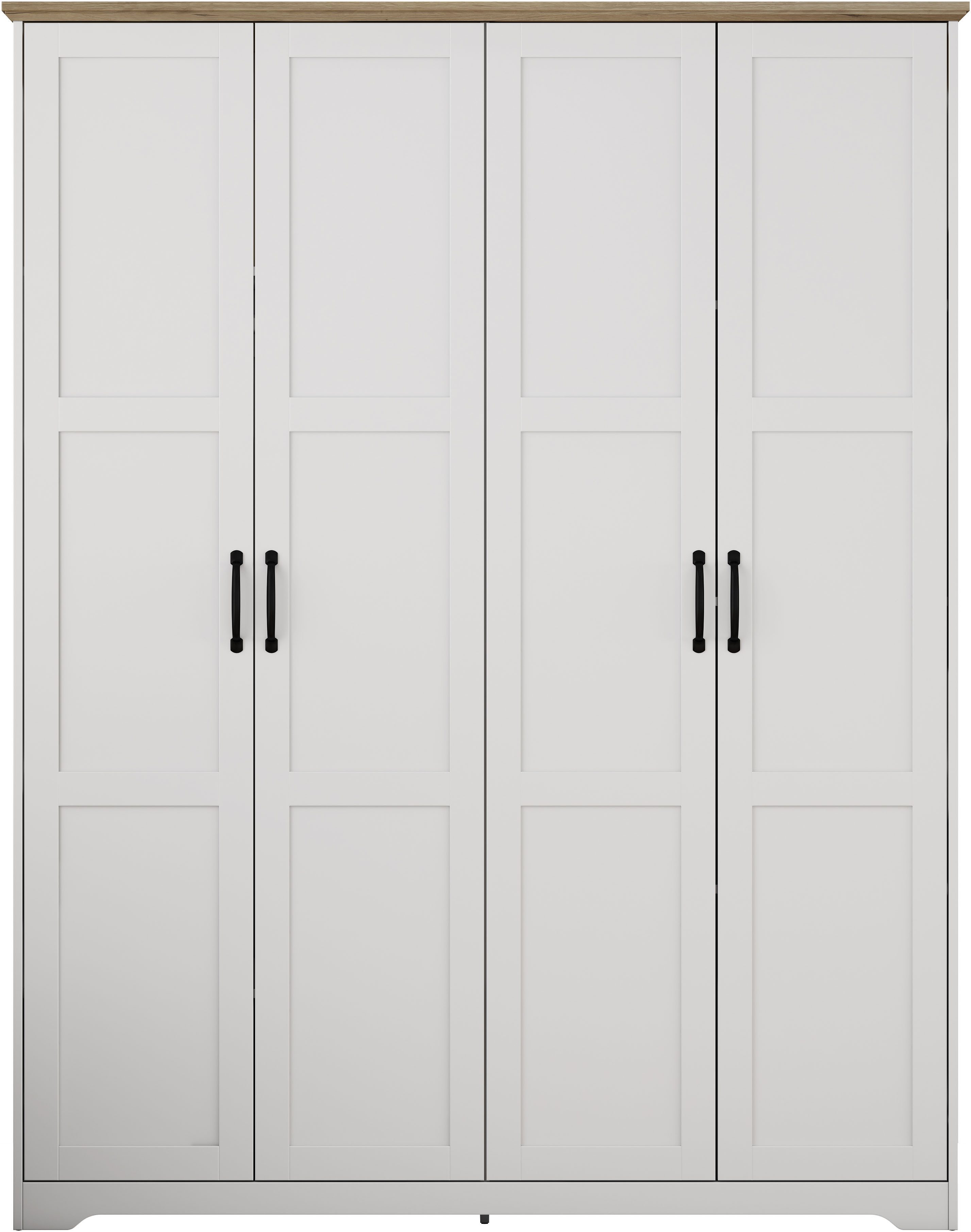 OTTO home Kleiderschrank Emmilia Schrank Schlafzimmerschrank im Landhaus Design (Mit vielen Einlegeböden und Softclose Türen) Landhaus Schrank mit 4 Türen Breite 151,1cm Höhe 2m