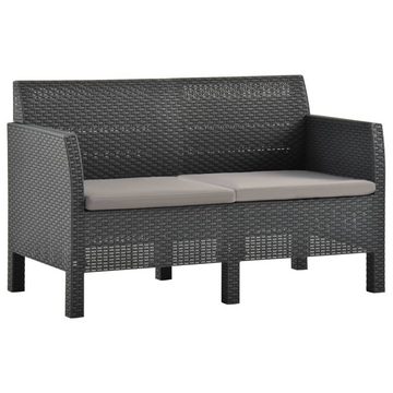 vidaXL Gartenlounge-Set 3-tlg. Garten-Lounge-Set mit Kissen PP Rattan Anthrazit, (1-tlg)