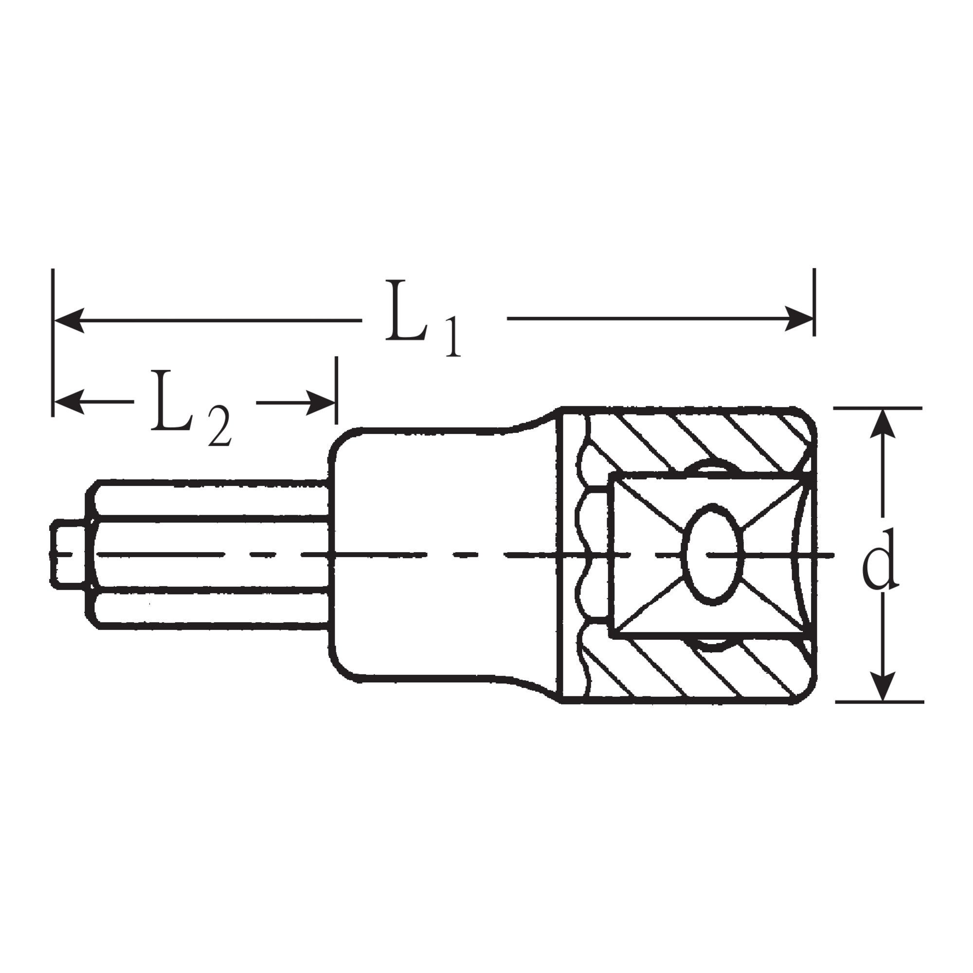 Stahlwille Steckschlüssel Stahlwille 1/2" (12,5mm) INHEX-Einsatz SW.14mm L.60mm