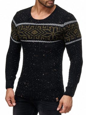 Reslad Strickpullover Herren Strickpullover Rundhals Norwegerpullover Herrenpulli RS-18003 (1-tlg) Norwegermuster Rundhalspullover