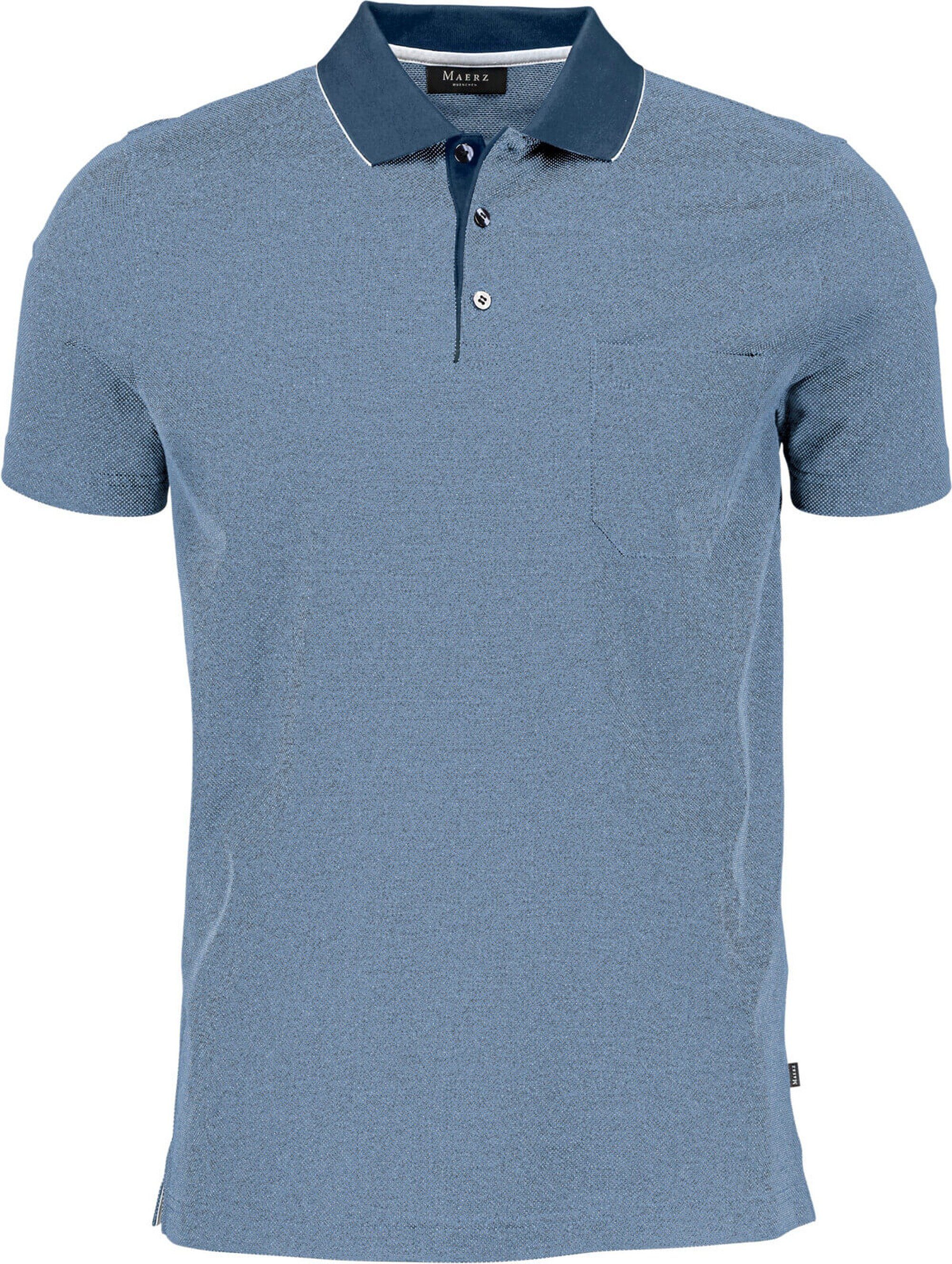 MAERZ Muenchen Poloshirt MAERZ Polo-Shirt hellblau aus merceresierter Baumwolle