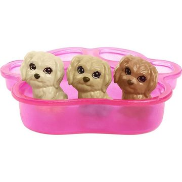Mattel® Anziehpuppe Barbie Puppe (brünett) mit Hund und Welpen, Spielpuppe für Kinder ab 3 Jahren