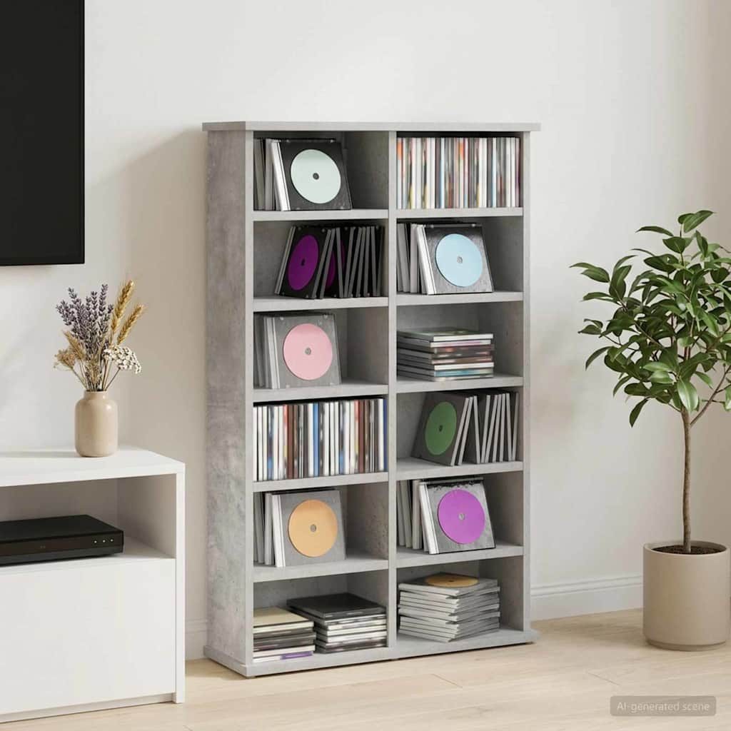 vidaXL Schranksystem CD Regal Betongrau 60 x 17 x 92 cm Holzwerkstoff (1-St)