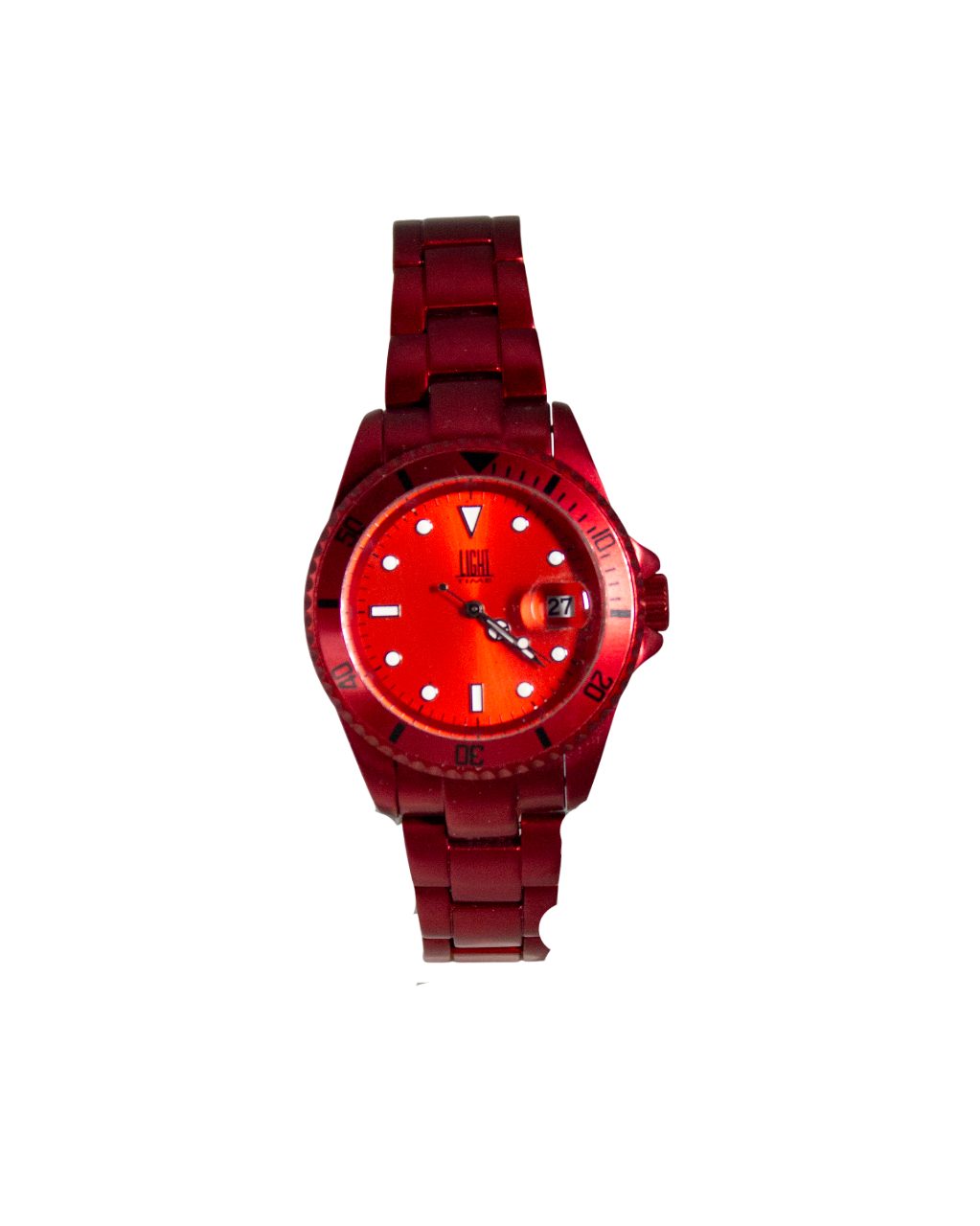 Light Time Quarzuhr Armbanduhr Damen Herren Datum Aluminium Rot L125RED, Datumsanzeige