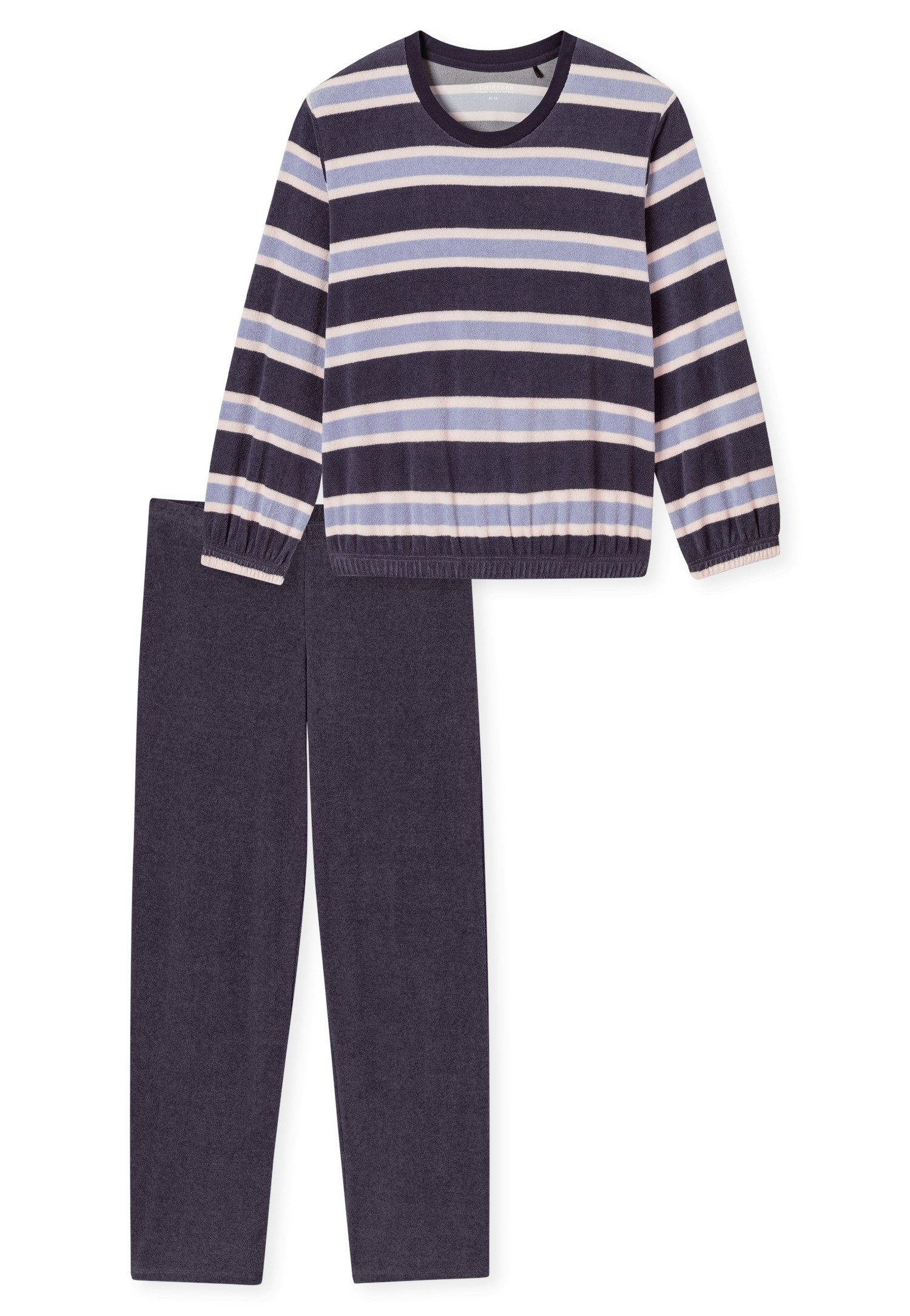 Schiesser Schlafanzug Casual Essentials Rundhalsausschnitt, wärmende Frotte günstig online kaufen