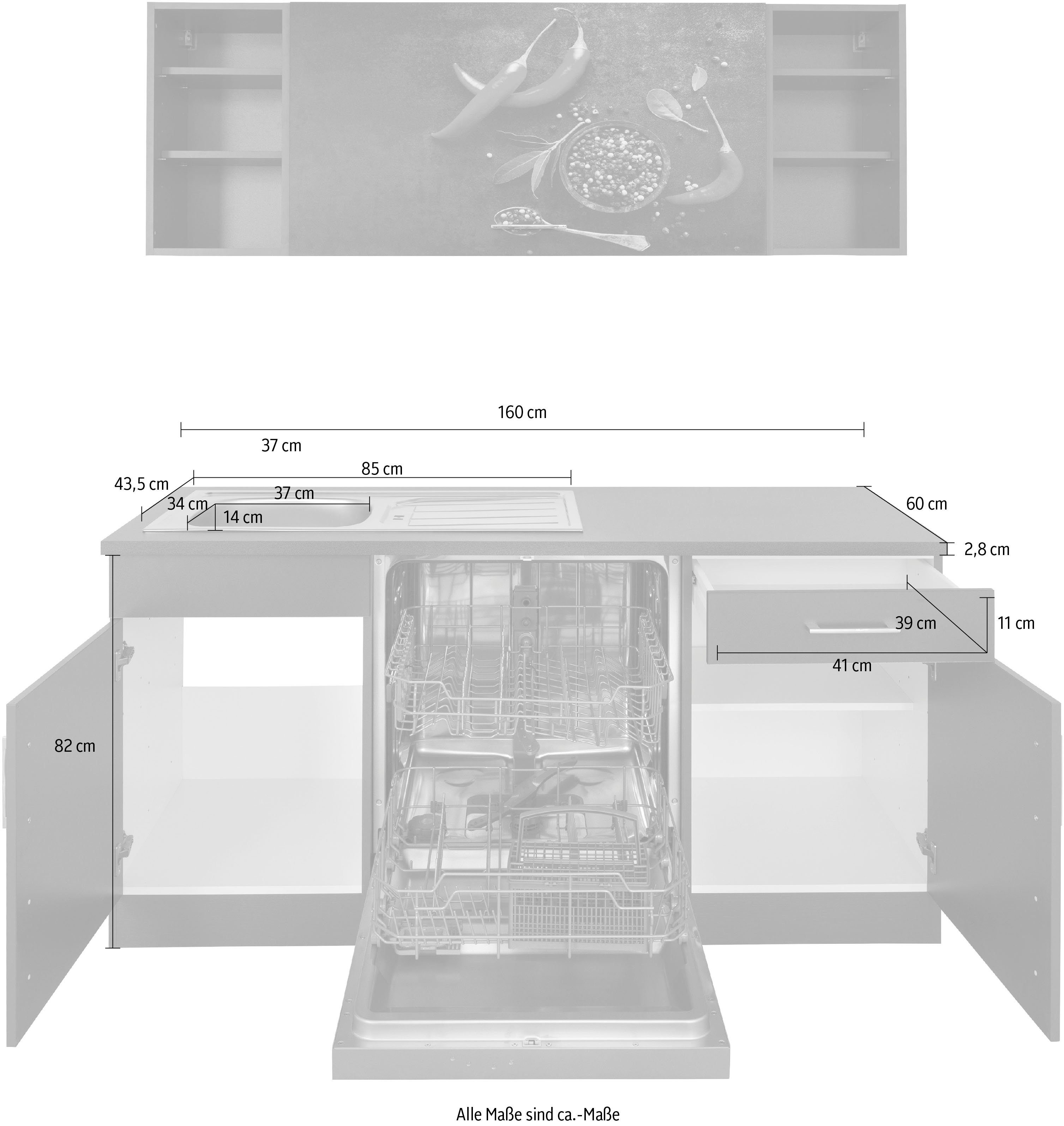 Winkelküche | E-Geräten, cm mit 220/280 Paris, weiß/weiß MÖBEL weiß Stellbreite HELD