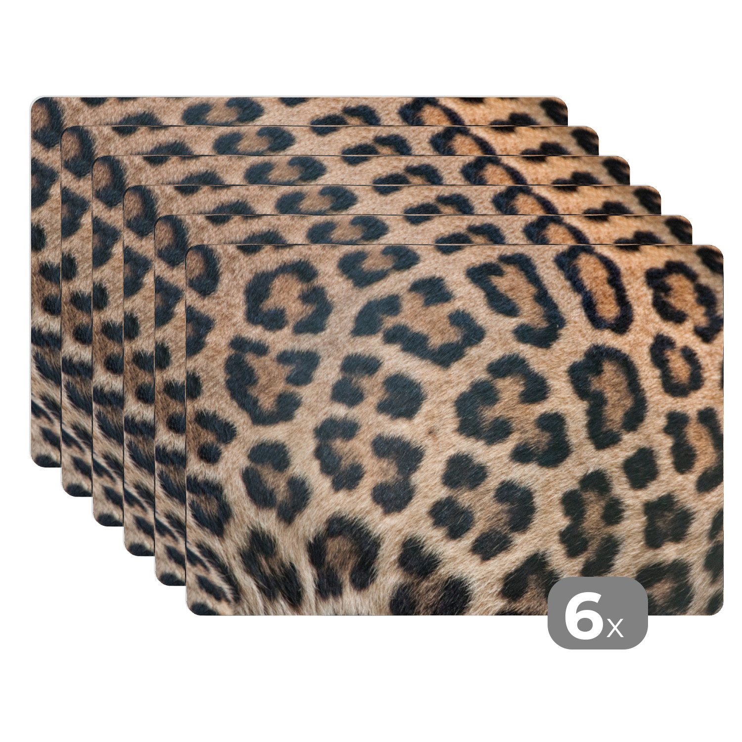 MuchoWow Platzset Leopardenmuster, (6-St), Platzsets, Tischset, Abwaschbar, Tischsets, Platzdeckchen