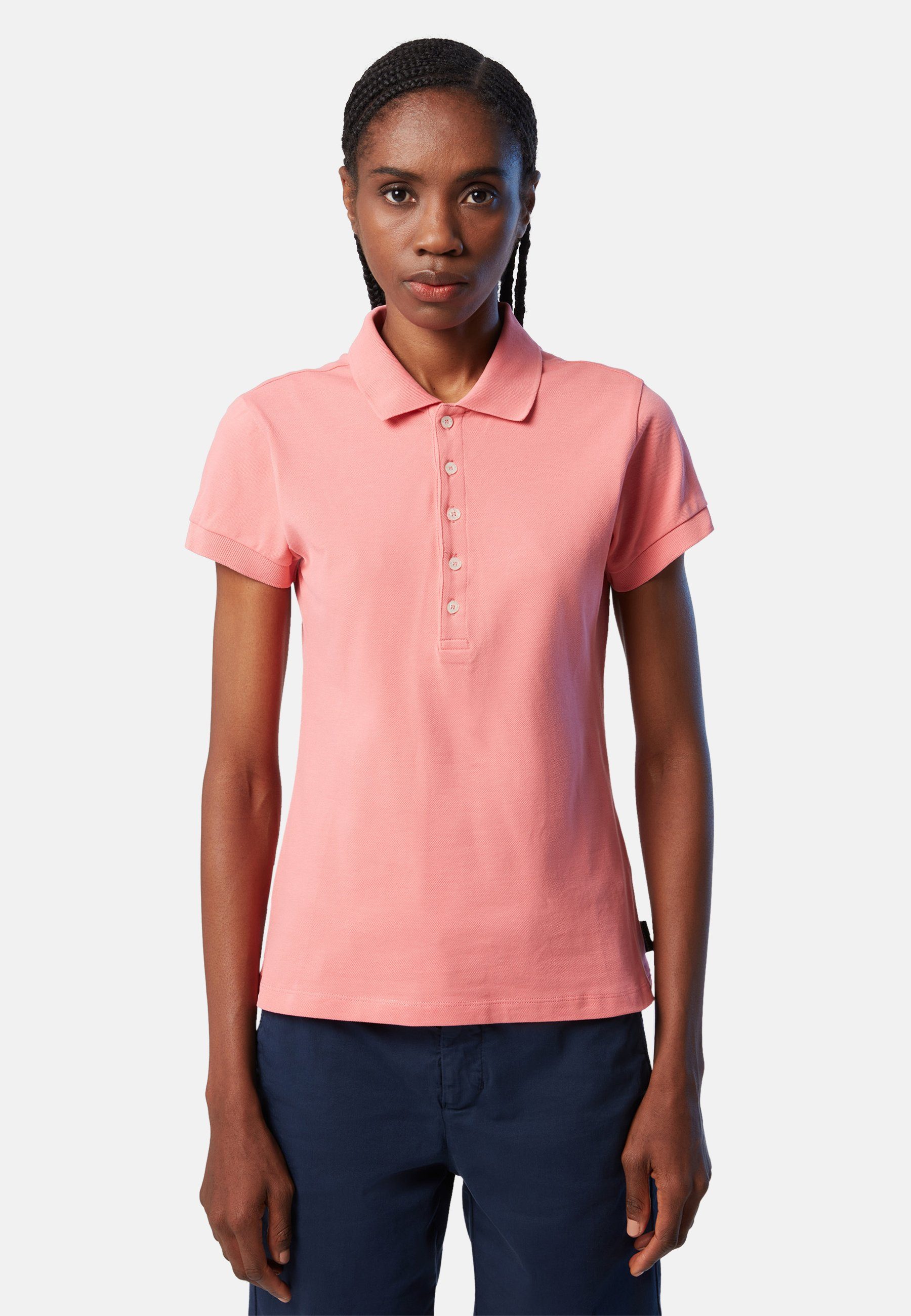 Design Sails langer Knopfleiste Poloshirt PINK Poloshirt mit North mit klassischem