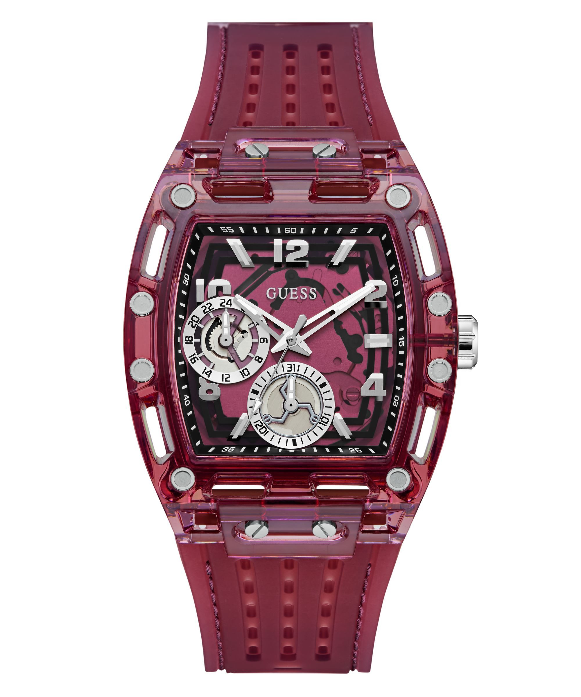 Guess Multifunktionsuhr PHOENIX GW0499G12, Quarzuhr, Armbanduhr, Herrenuhr, Silikonarmband, analog, Wochentag
