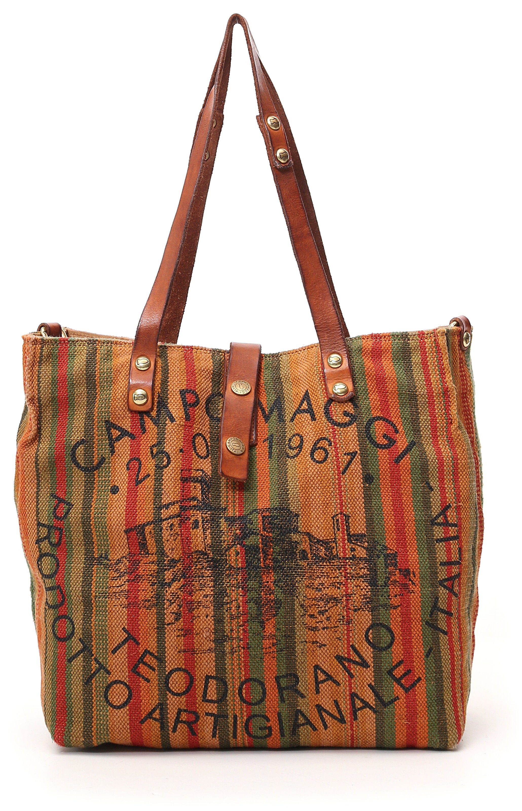 Damen Handtaschen Campomaggi Shopper GENZIANA, mit abnehmbaren Umhängeriemen