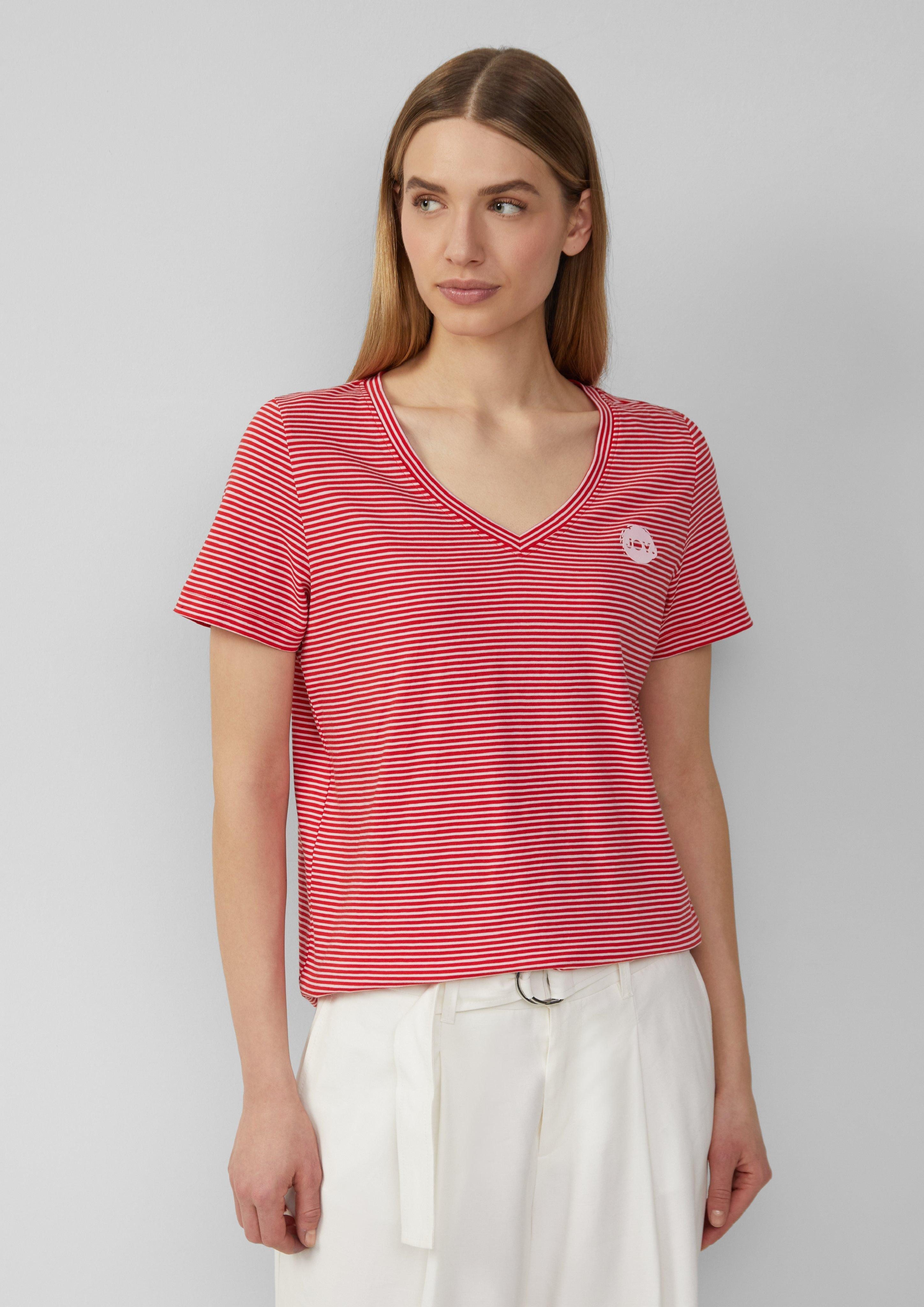 s.Oliver Shirttop T-Shirt mit V-Ausschnitt und günstig online kaufen