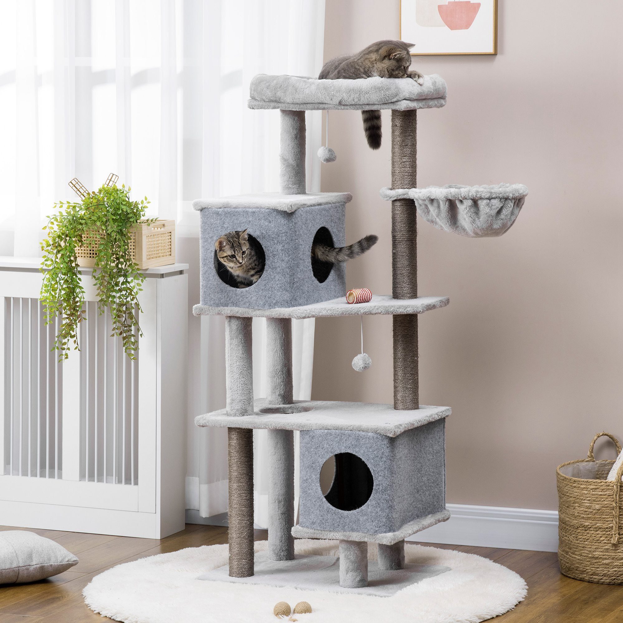 PawHut Kratzbaum zwei Häuser, zwei Plattformen günstig online kaufen
