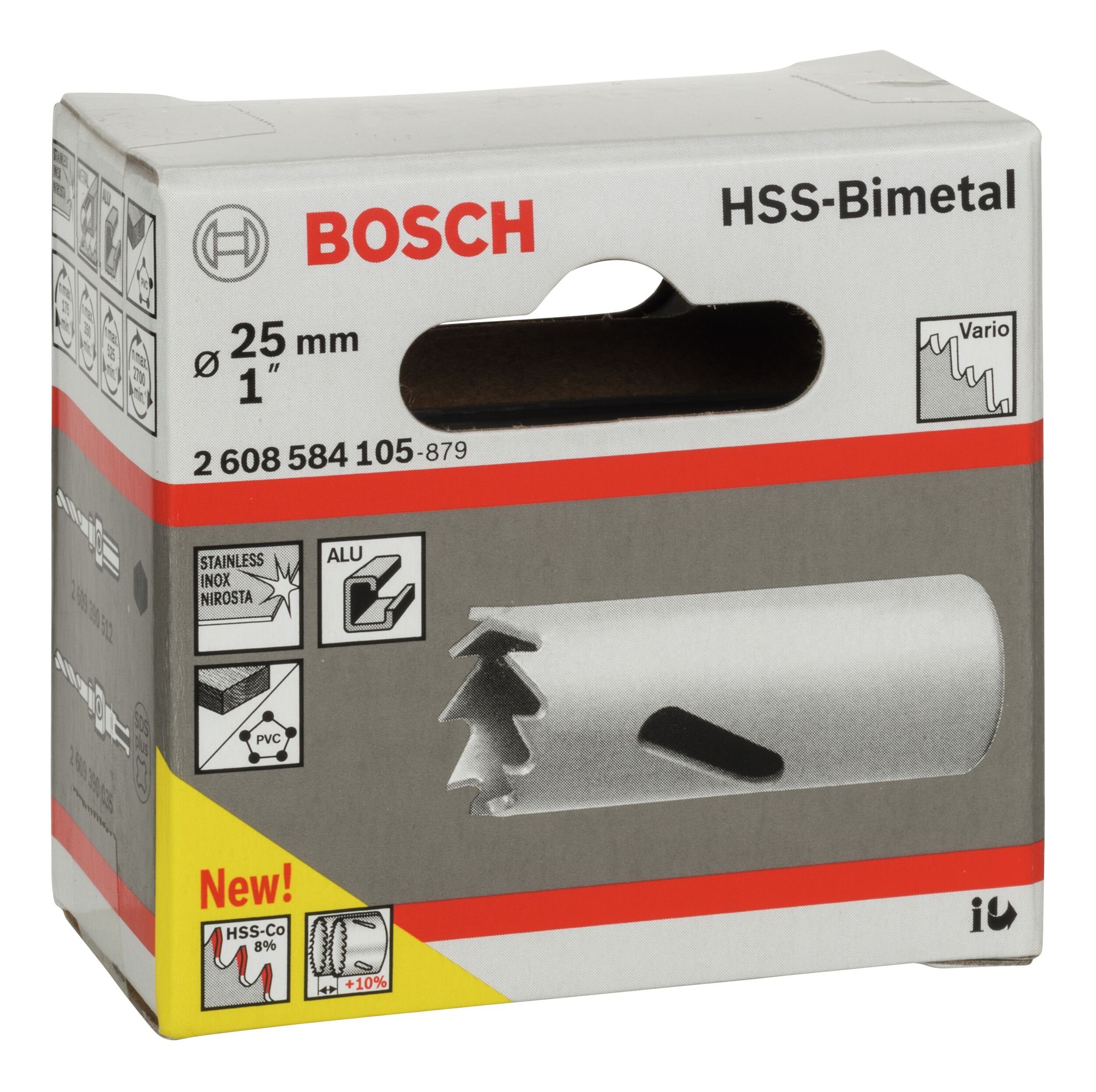 BOSCH Lochsäge, Ø 25 mm, - / Standardadapter für HSS-Bimetall 1"