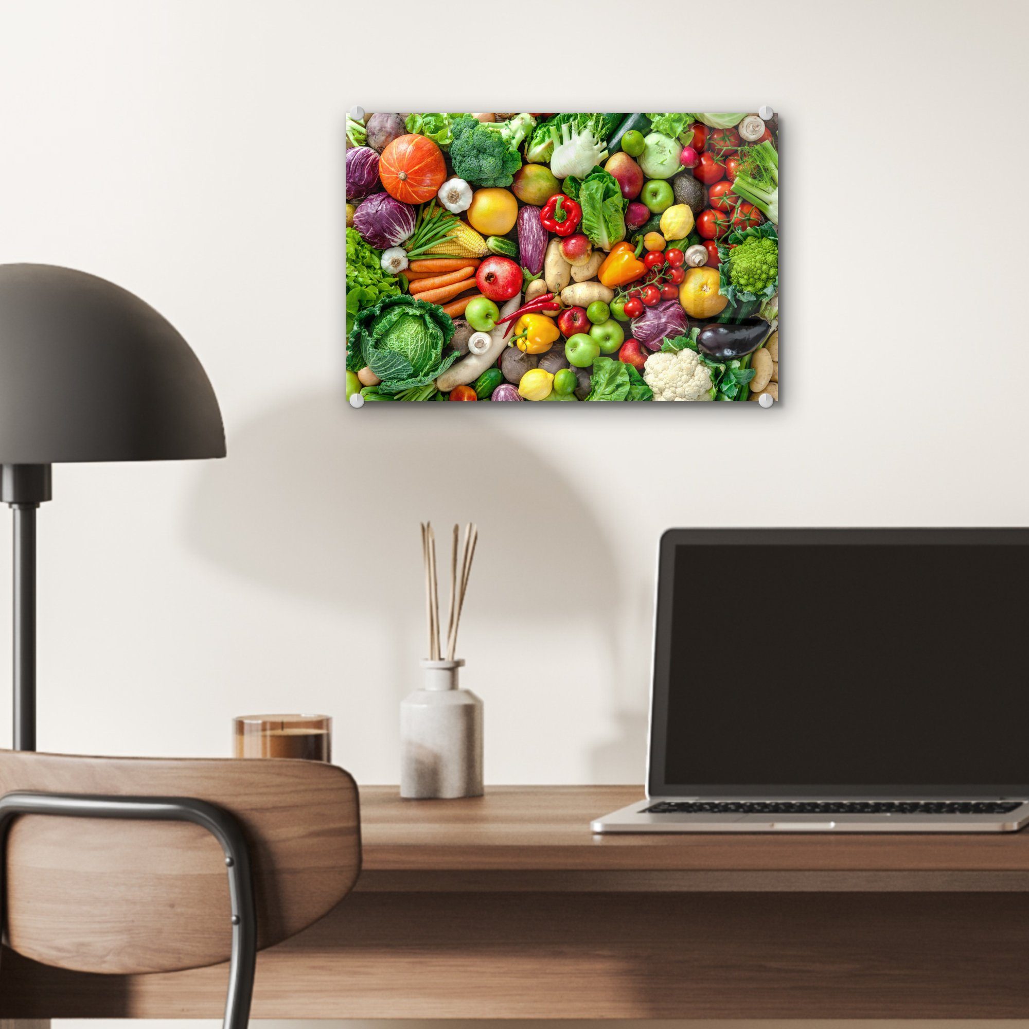 - Obst Wandbild Gemüse - - St), (1 auf Glas Bilder Glas - Apfel, Foto Glasbilder - MuchoWow Wanddekoration auf Acrylglasbild