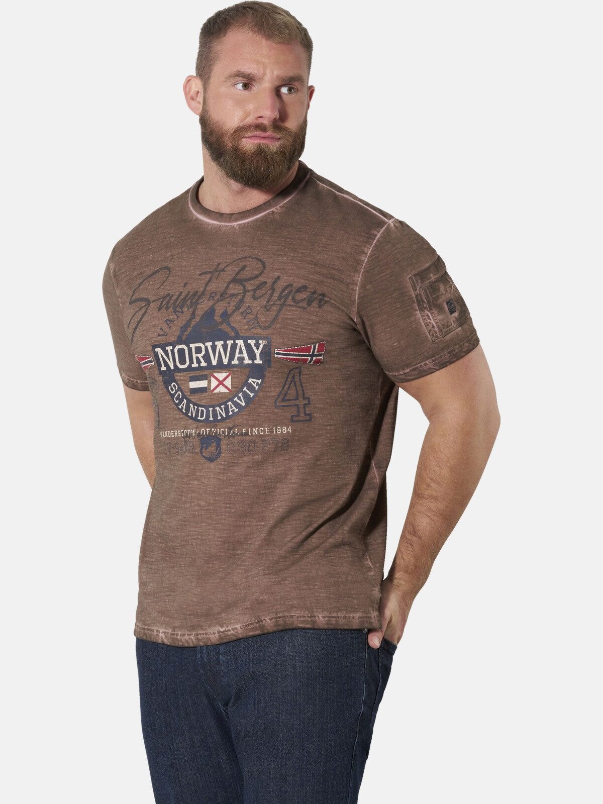 Jan Vanderstorm T-Shirt HELGO mit großem Nordic-Print