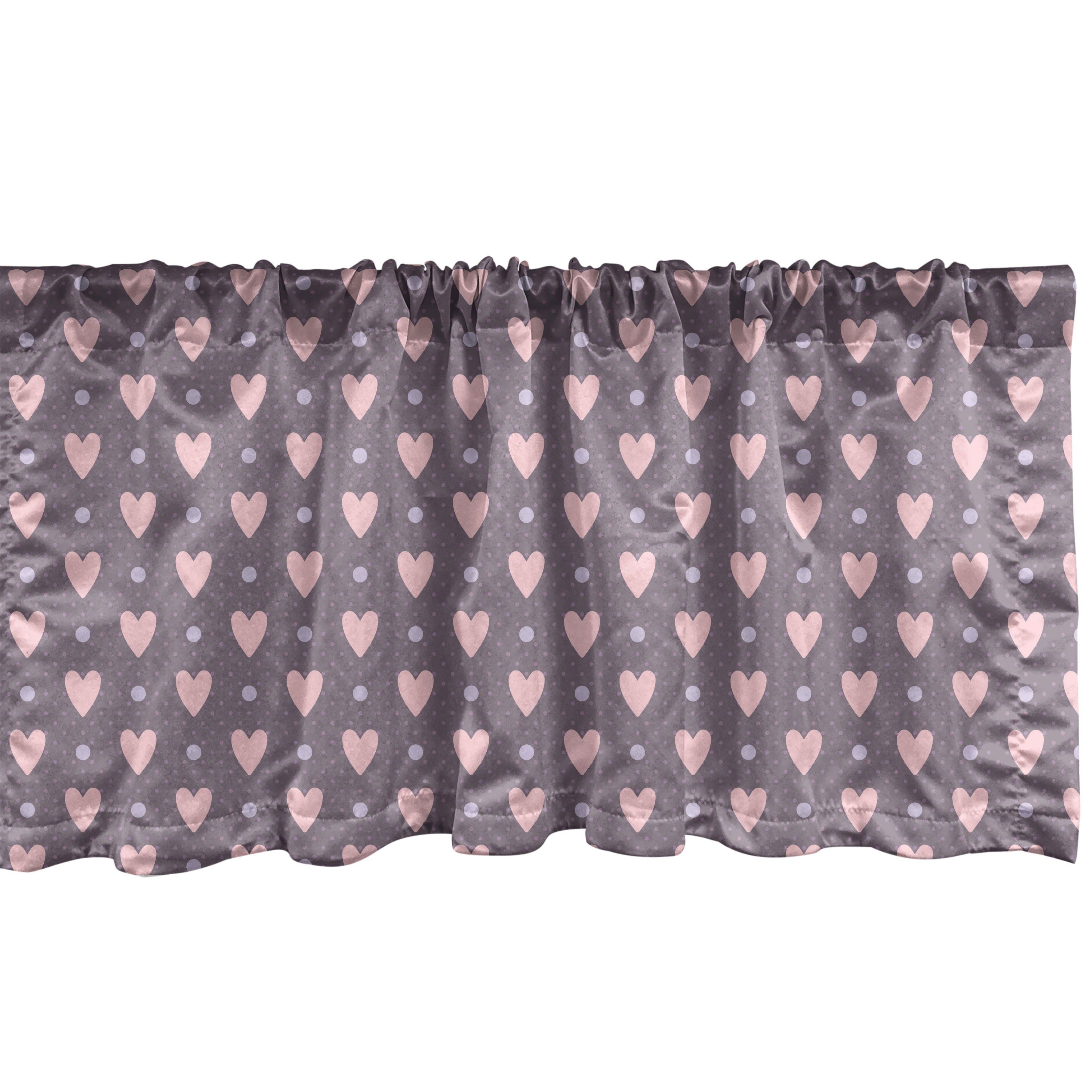 Scheibengardine Vorhang Volant für Küche Schlafzimmer Dekor mit Stangentasche, Abakuhaus, Microfaser, Vintage Valentine Tupfen-Herzen