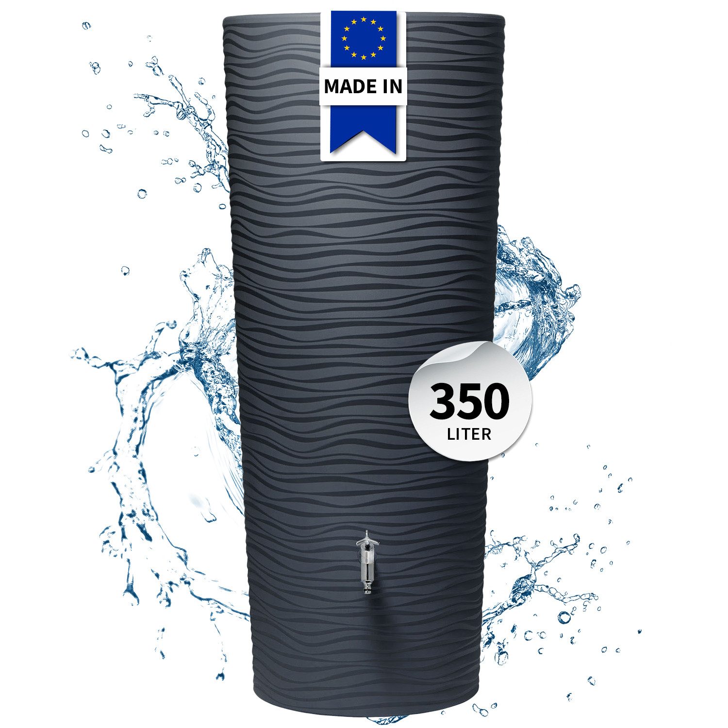 GARANTIA Regentonne NATURA 2in1 Regentonne 350 Liter graphite grey inkl. Pflanzschale, 350 l