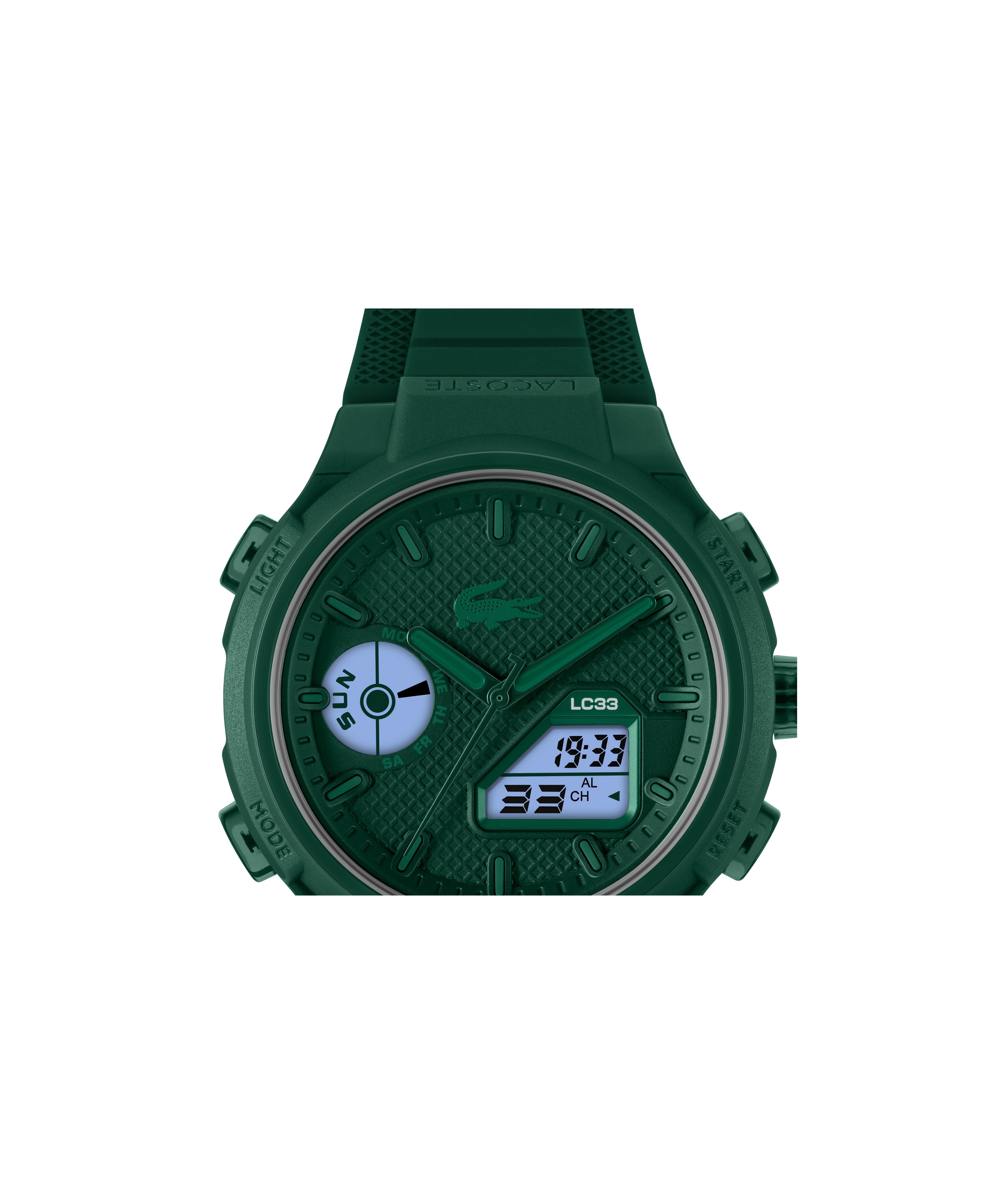 Lacoste Chronograph LC33 2011449, Quarzuhr, Armbanduhr, Herrenuhr, Silikonarmband, analog, digital, Tag