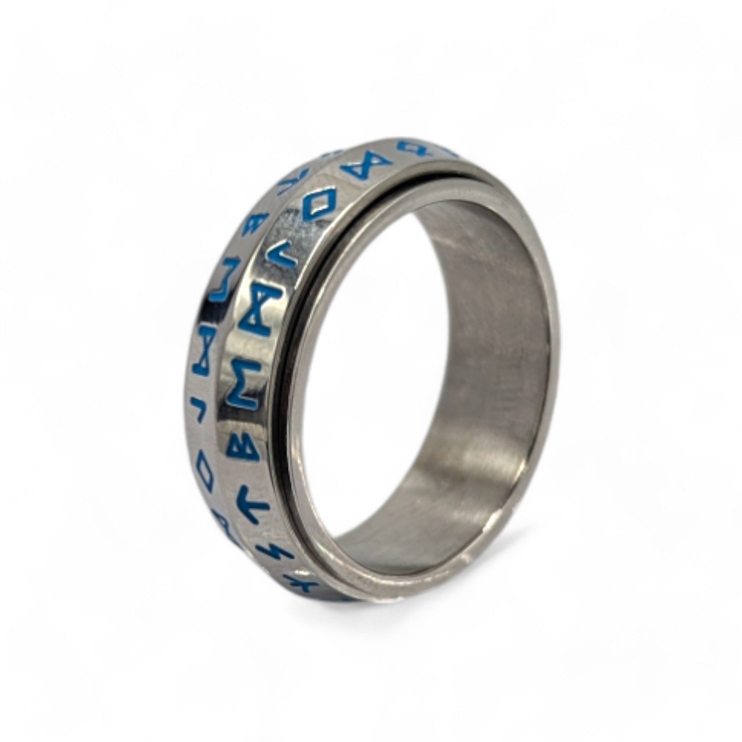 Eyecatcher Fingerring Drehbarer Edelstahlring mit leuchtenden Runen gegen S günstig online kaufen