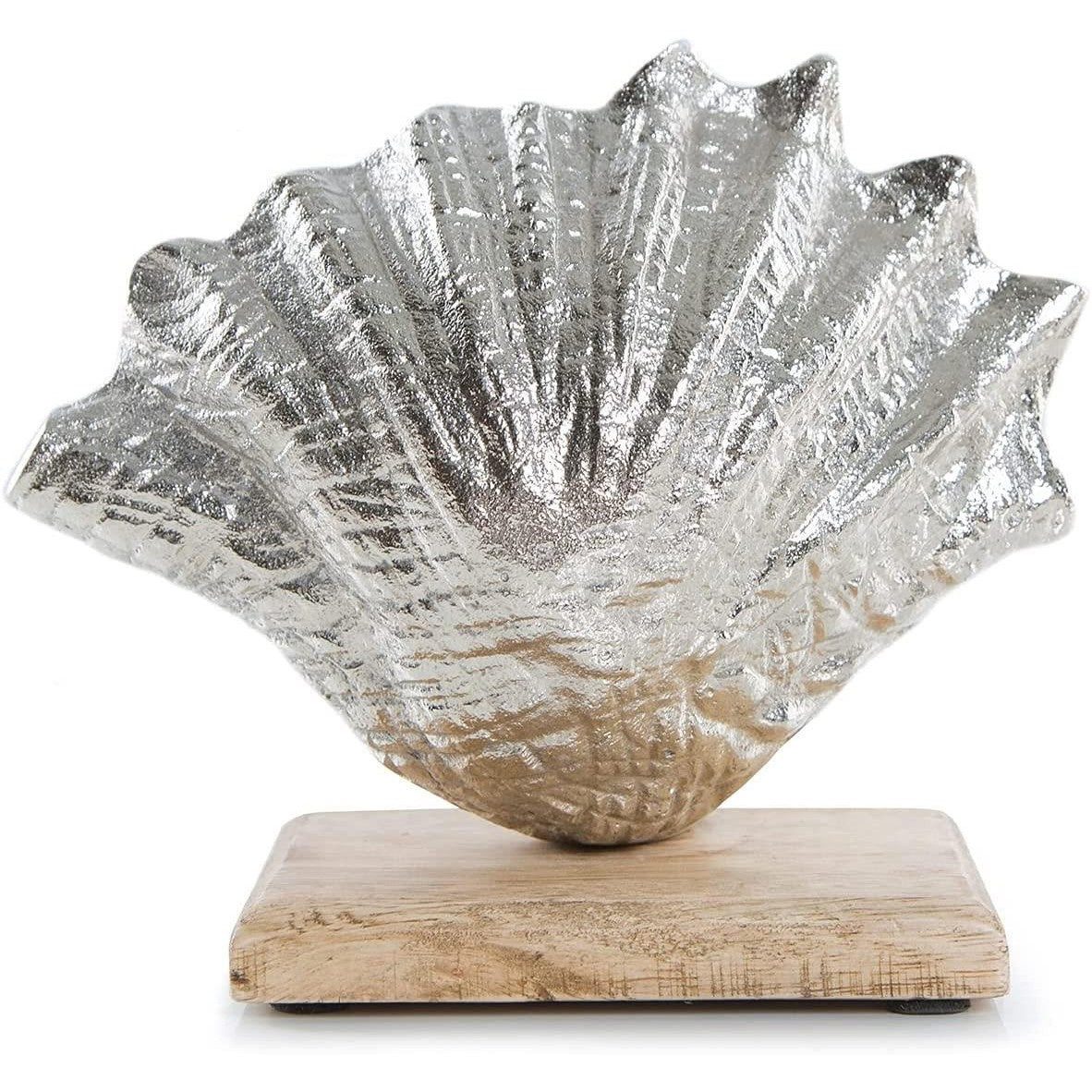 Logbuch-Verlag Dekofigur Deko Muschel aus Metall und Holz - Dekofigur Badez günstig online kaufen