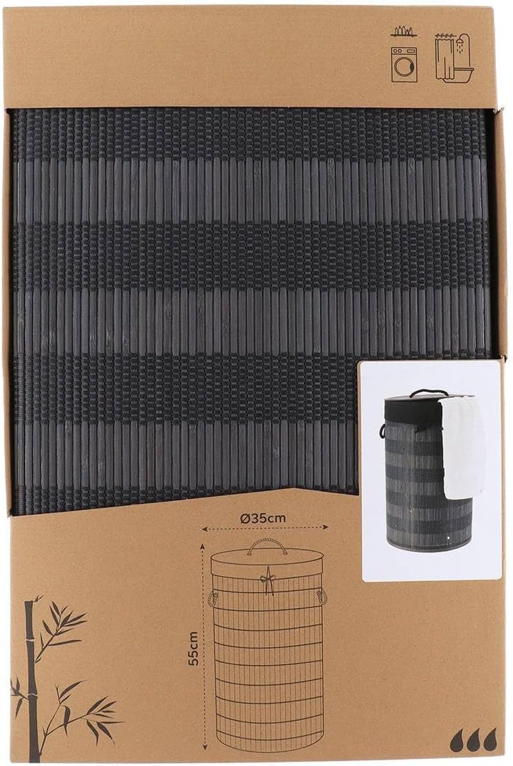 TENDANCE Wäschekorb rund mit Deckel aus Bambus/Baumwolle und herausnehmbare günstig online kaufen