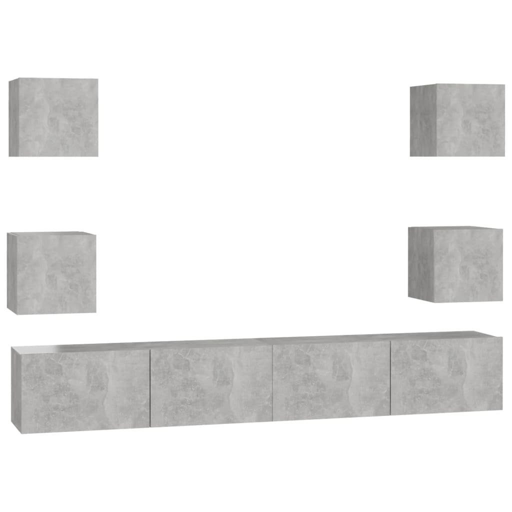 vidaXL TV-Schrank 6-tlg TV-Schrank-Set Betongrau Spanplatte TV-Konsole für günstig online kaufen